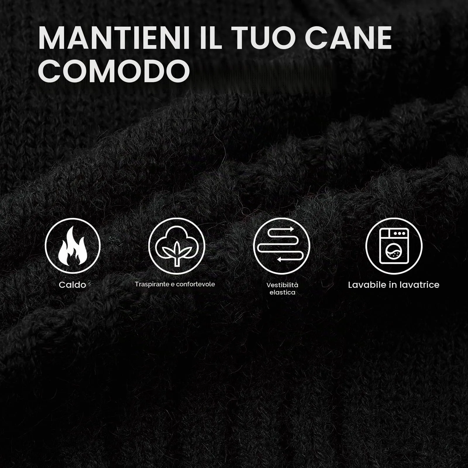 IECOii Maglione per Cani Razza Gigante, Collo Alto, Lavabile in Lavatrice, Nero, 5XL - immagine 2