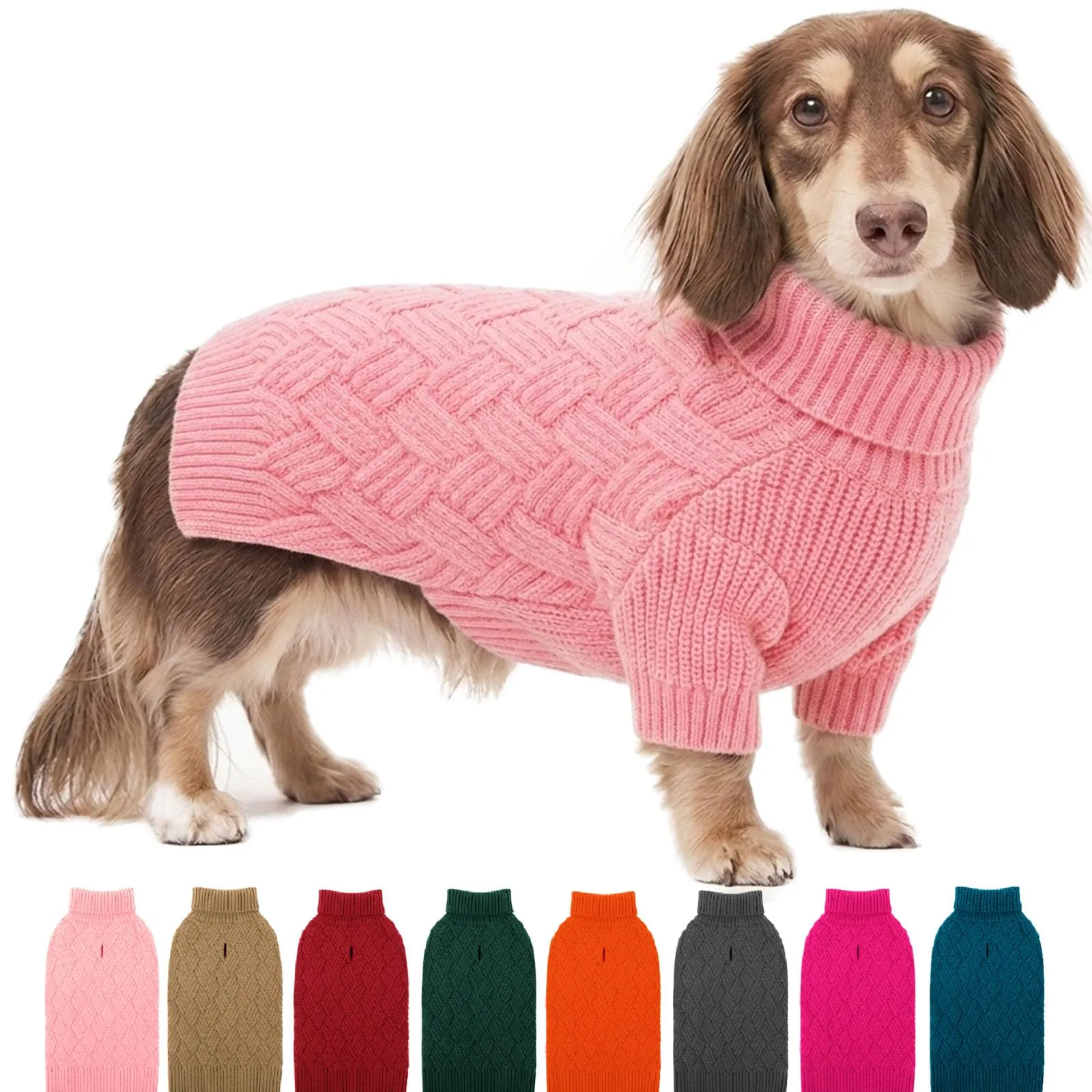 AOFITEE Maglione per Cani Invernale con Collo Alto e Maniche, Rosa, S - immagine 1