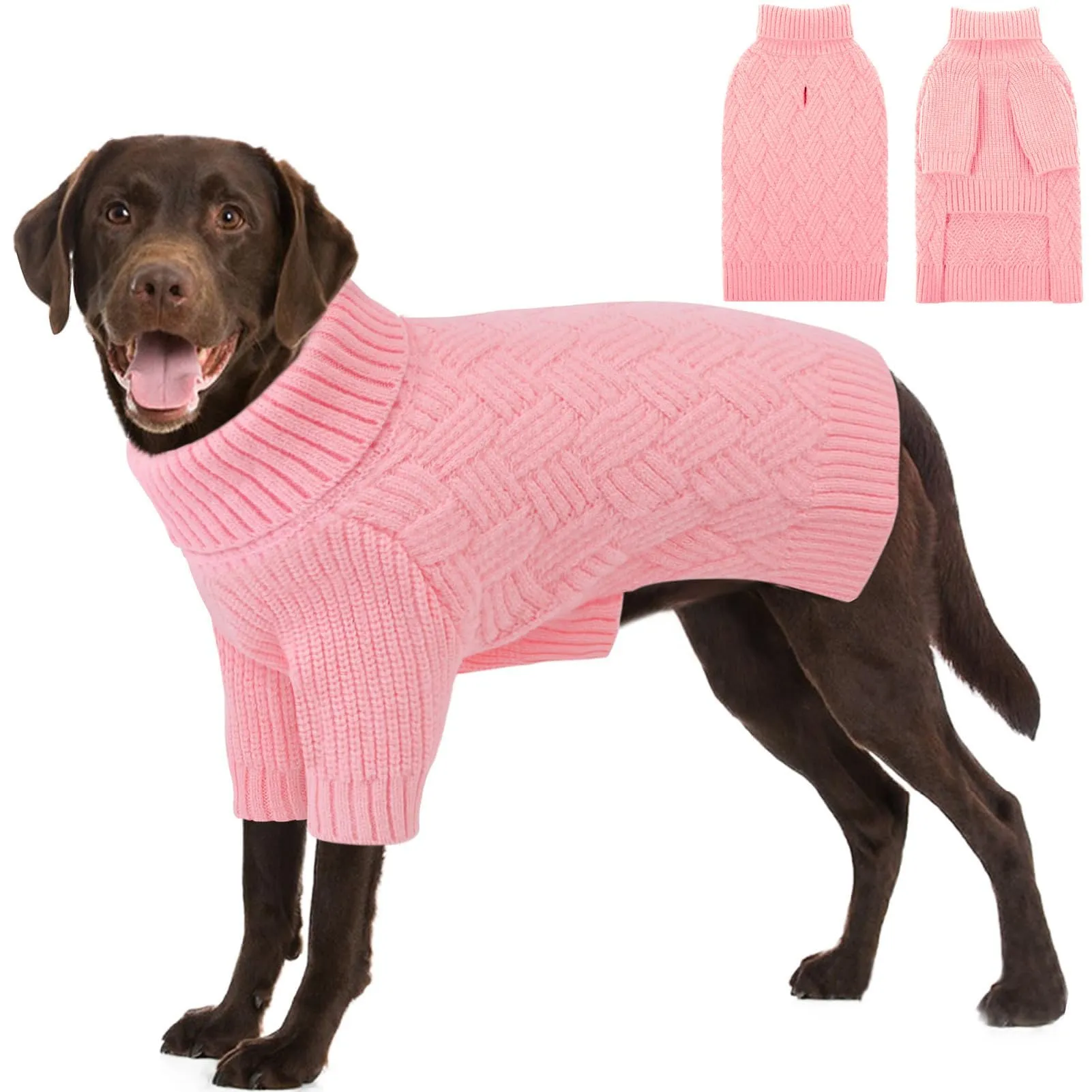 AOFITEE Maglione Invernale per Cani con Collo Alto e Maniche, Rosa, 2XL - immagine 1