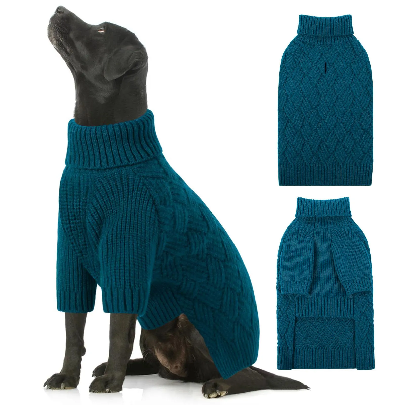 AOFITEE Maglione Invernale per Cani con Collo Alto, Blu, L - immagine 1