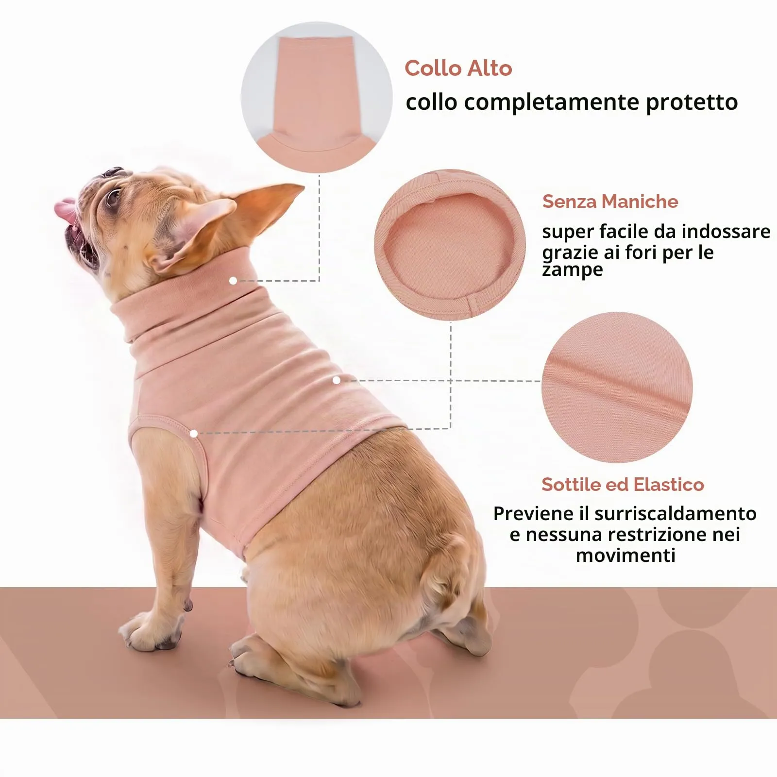 PUMYPOREITY Fascia Protettiva per Collo e Orecchie Cane, Maglione per Recupero e Ansia (Rosa Pelle, 3XL) - immagine 7