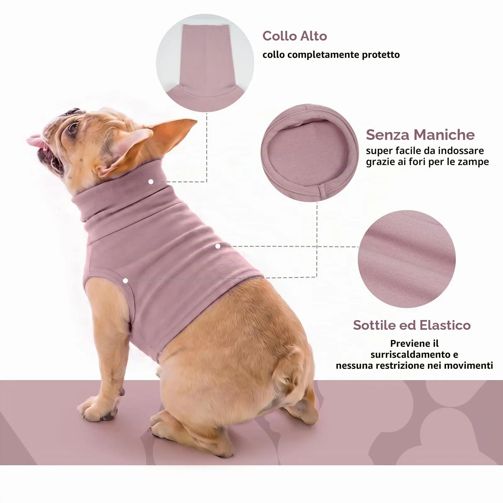 PUMYPOREITY Copri Orecchie e Collo per Cani Tutina Post Operatoria Protezione Ferite e Recupero, Viola, XL - immagine 7