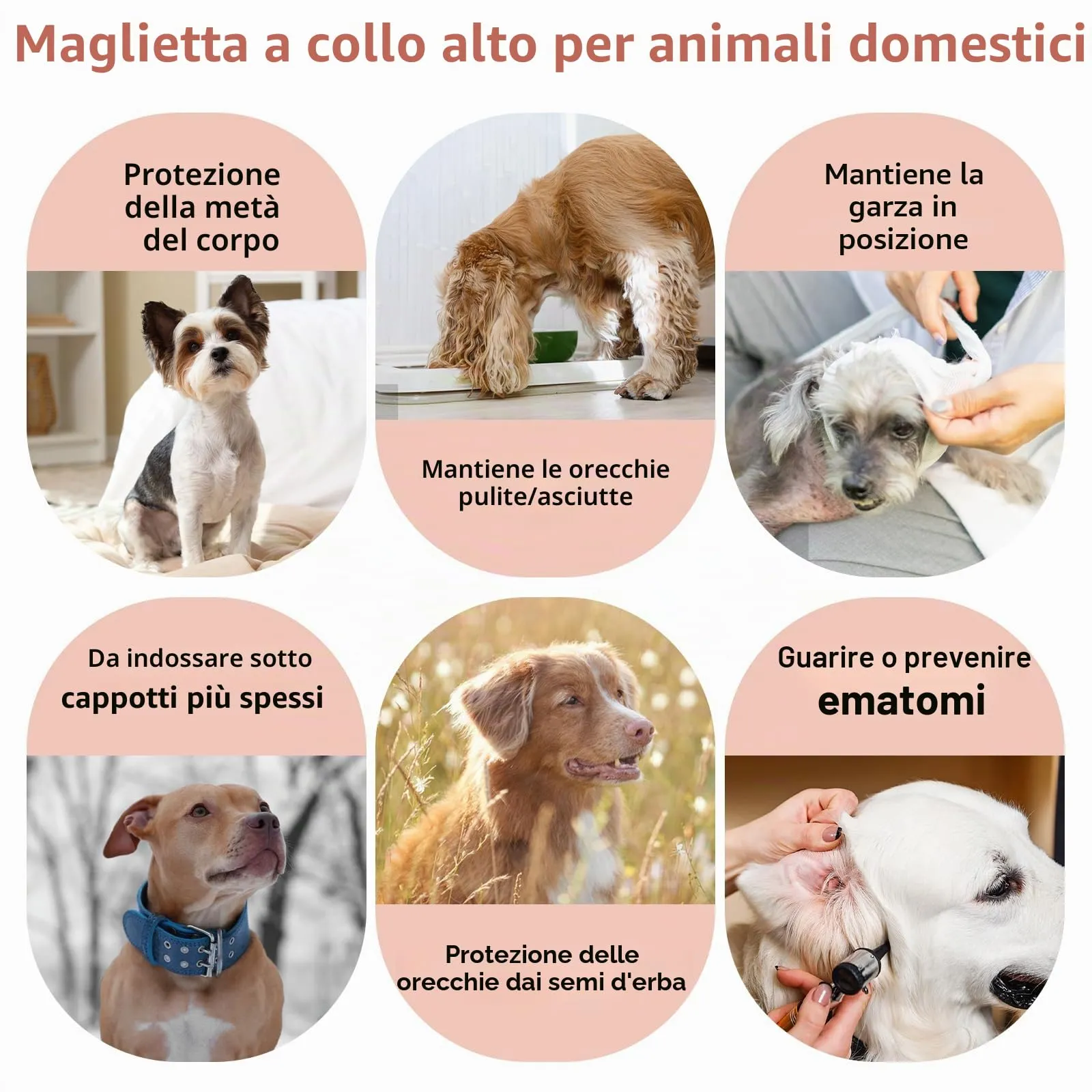 PUMYPOREITY Fascia per ematoma auricolare canina e felina, Rosa Pelle, S - immagine 6