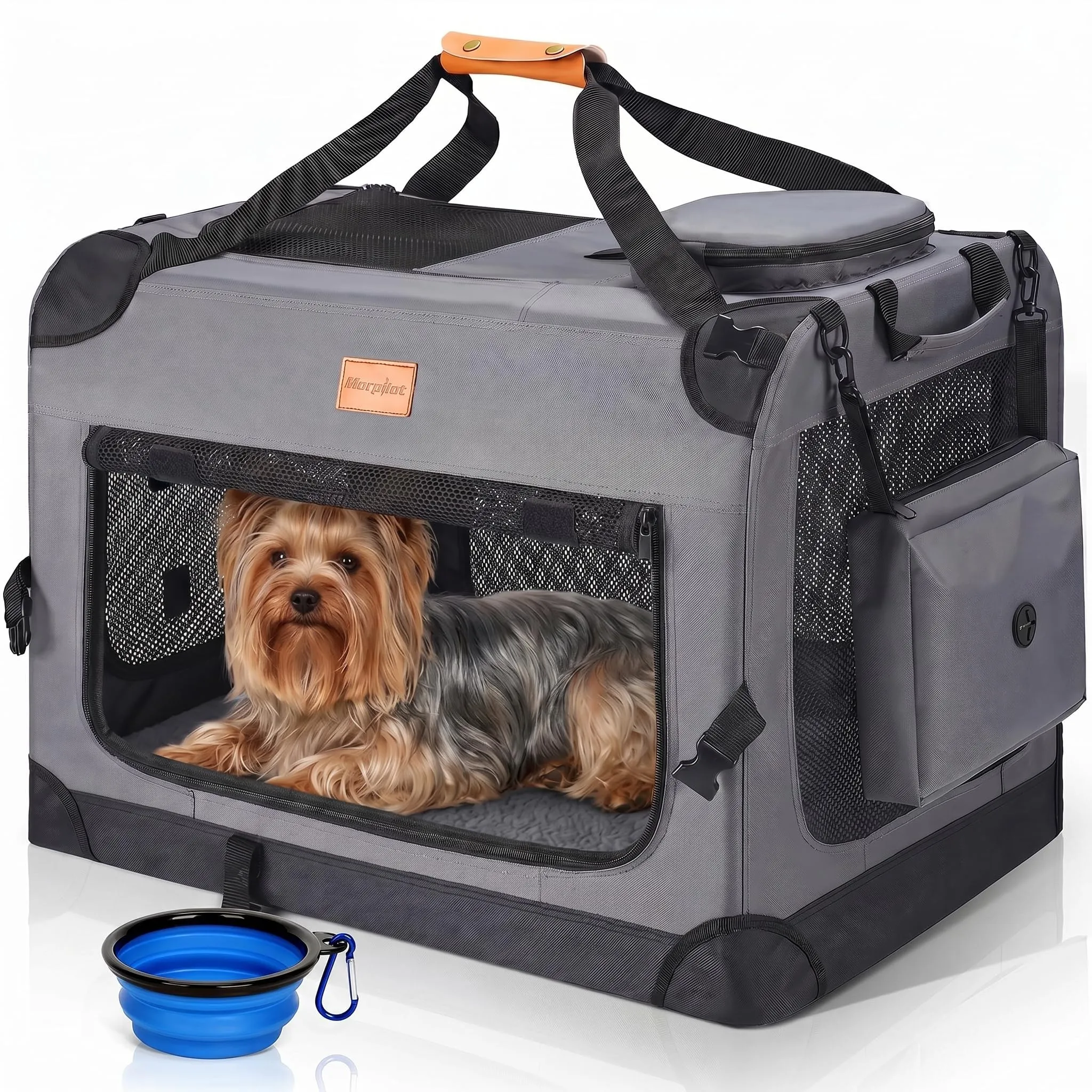 Morpilot Trasportino per gatti e cani, pieghevole, 60x42x42cm, Grigio Fumo (M) - immagine 1