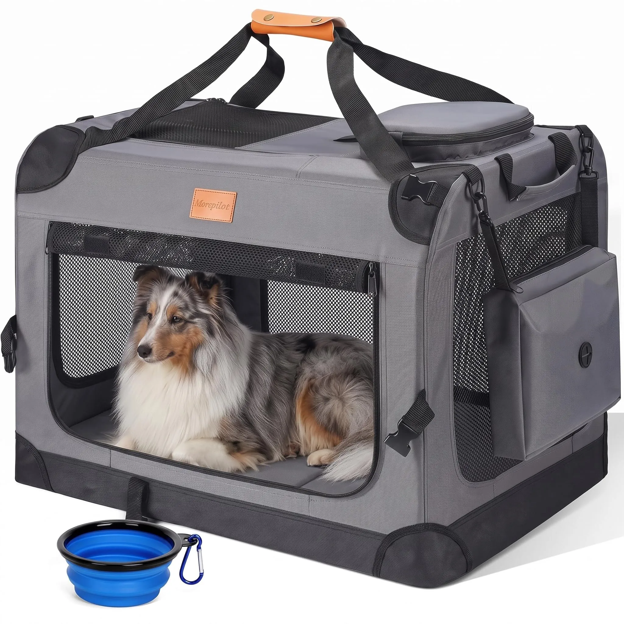 Morpilot Trasportino per gatti e cani, pieghevole, 81x58x58cm, Grigio Fumo (XL) - immagine 1
