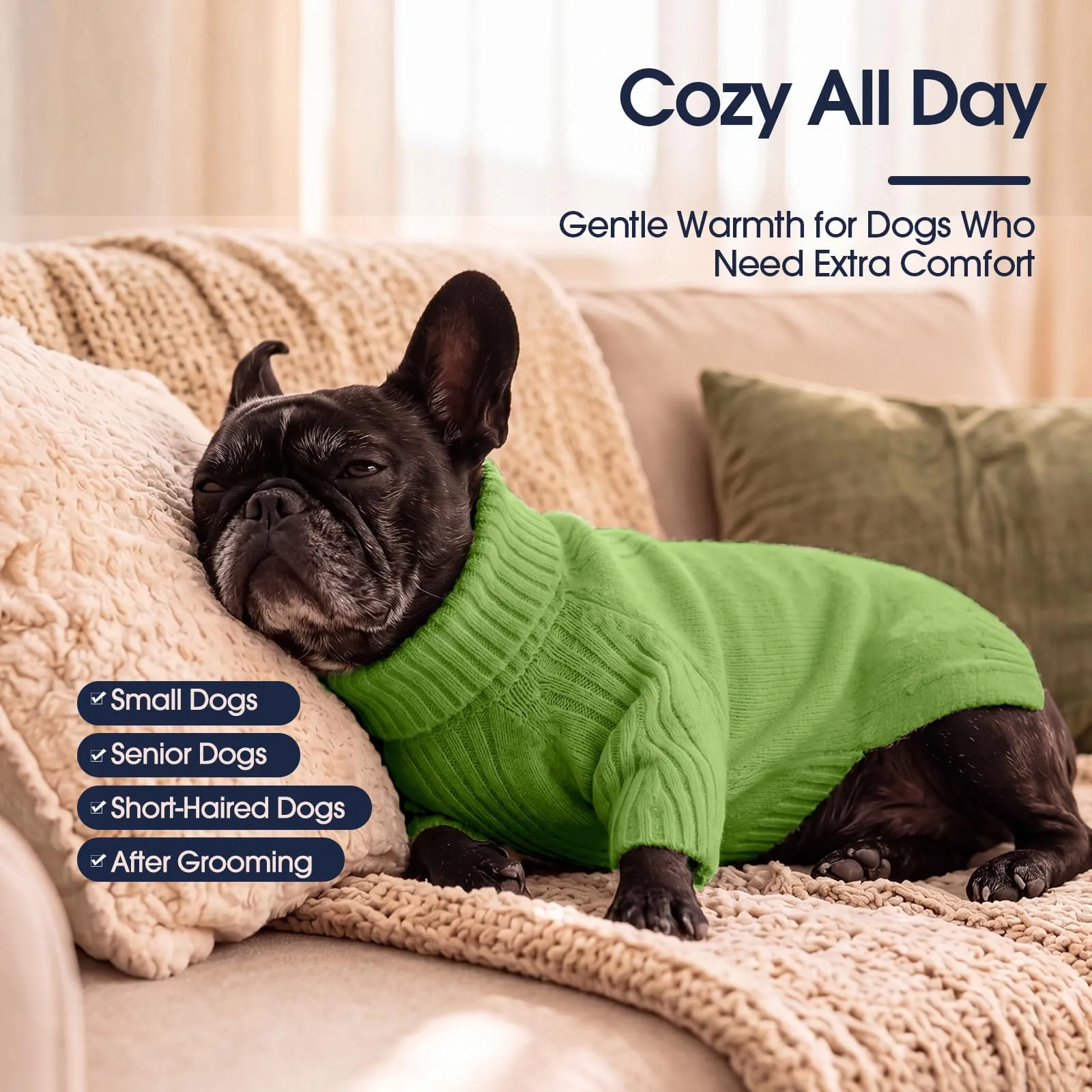 IECOii Maglione Termico a Collo Alto per Cani, 4XL, Verde Erba - immagine 4