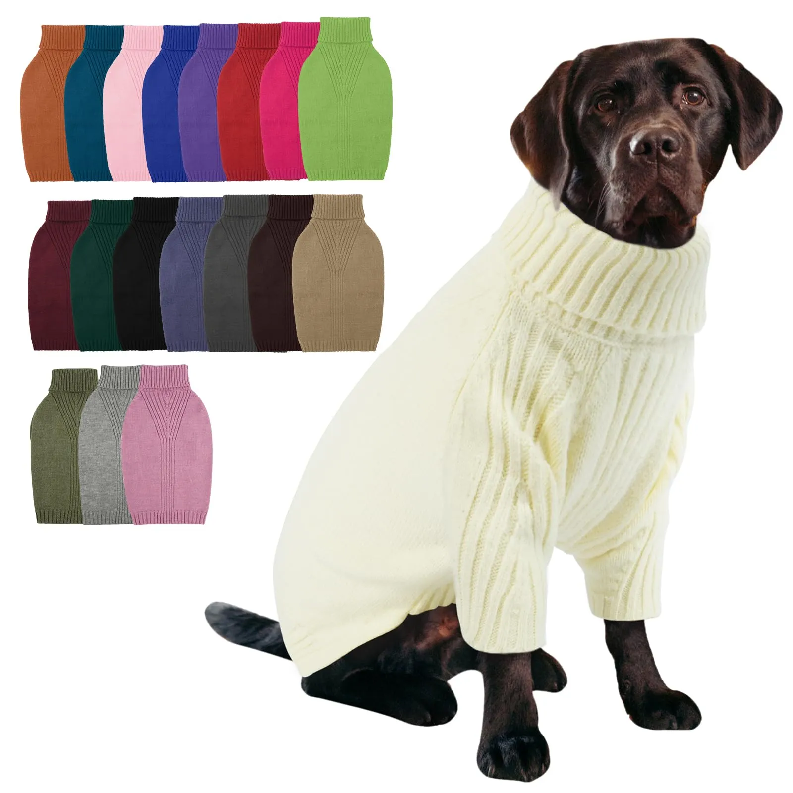 IECOii Maglione a collo alto per cani, XXXL, Bianco - immagine 1
