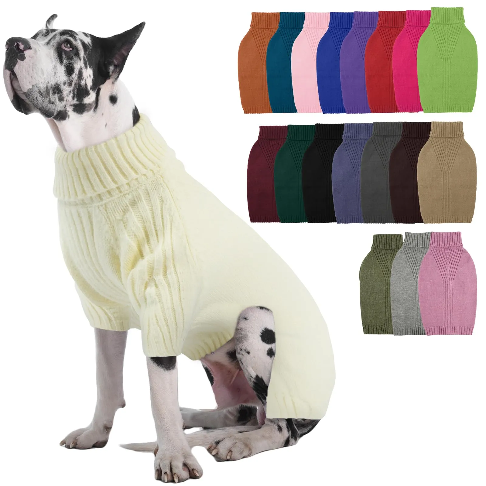 IECOii Maglione termico a collo alto per cani, 4XL, bianco - immagine 1