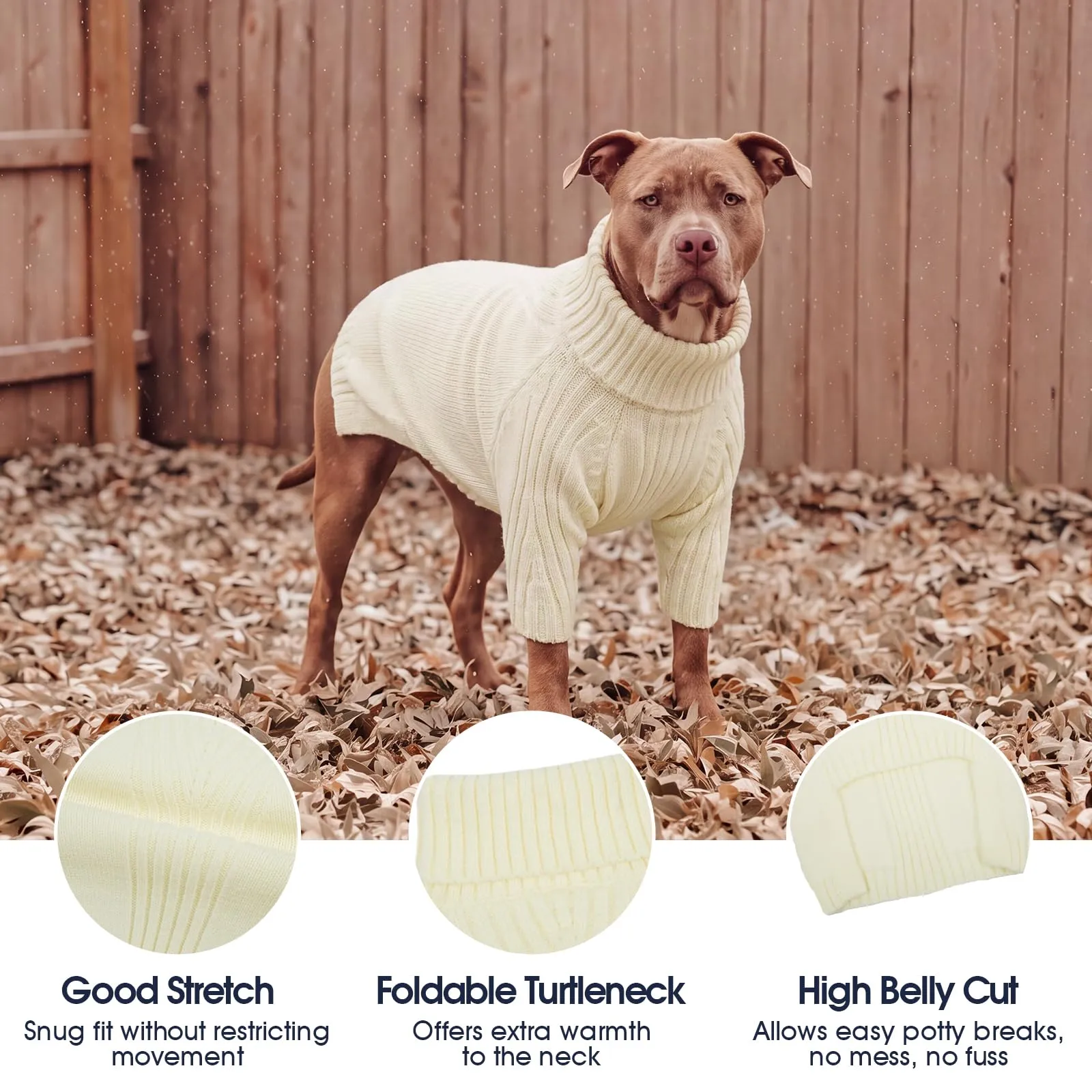 IECOii Maglione termico a collo alto per cani, 4XL, bianco - immagine 3