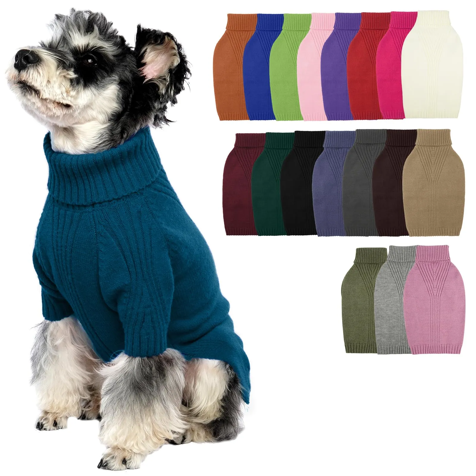 IECOii Maglione a Collo Alto per Cani di Taglia Piccola e Media, Blu Pavone, Taglia M - immagine 1