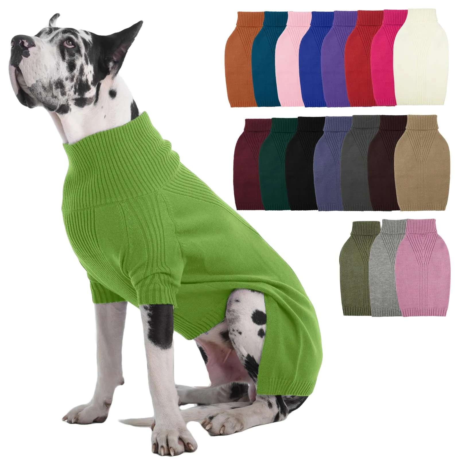 IECOii Maglione a Collo Alto per Cani Razza Gigante, 5XL, Verde Erba - immagine 1
