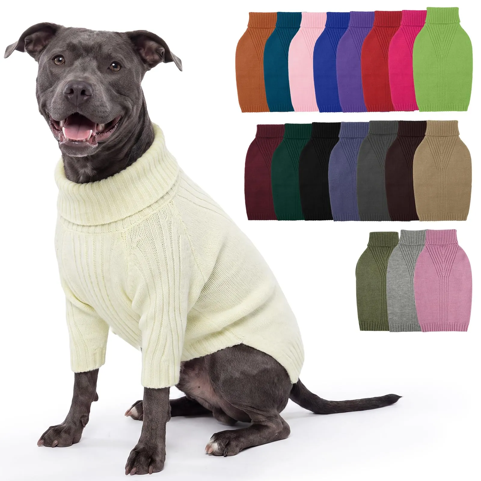 IECOii Maglione invernale a collo alto per cani, XL, Bianco - immagine 1