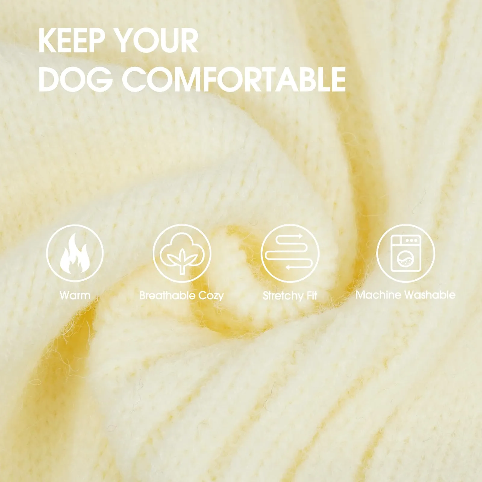 IECOii Maglione invernale a collo alto per cani, XL, Bianco - immagine 2
