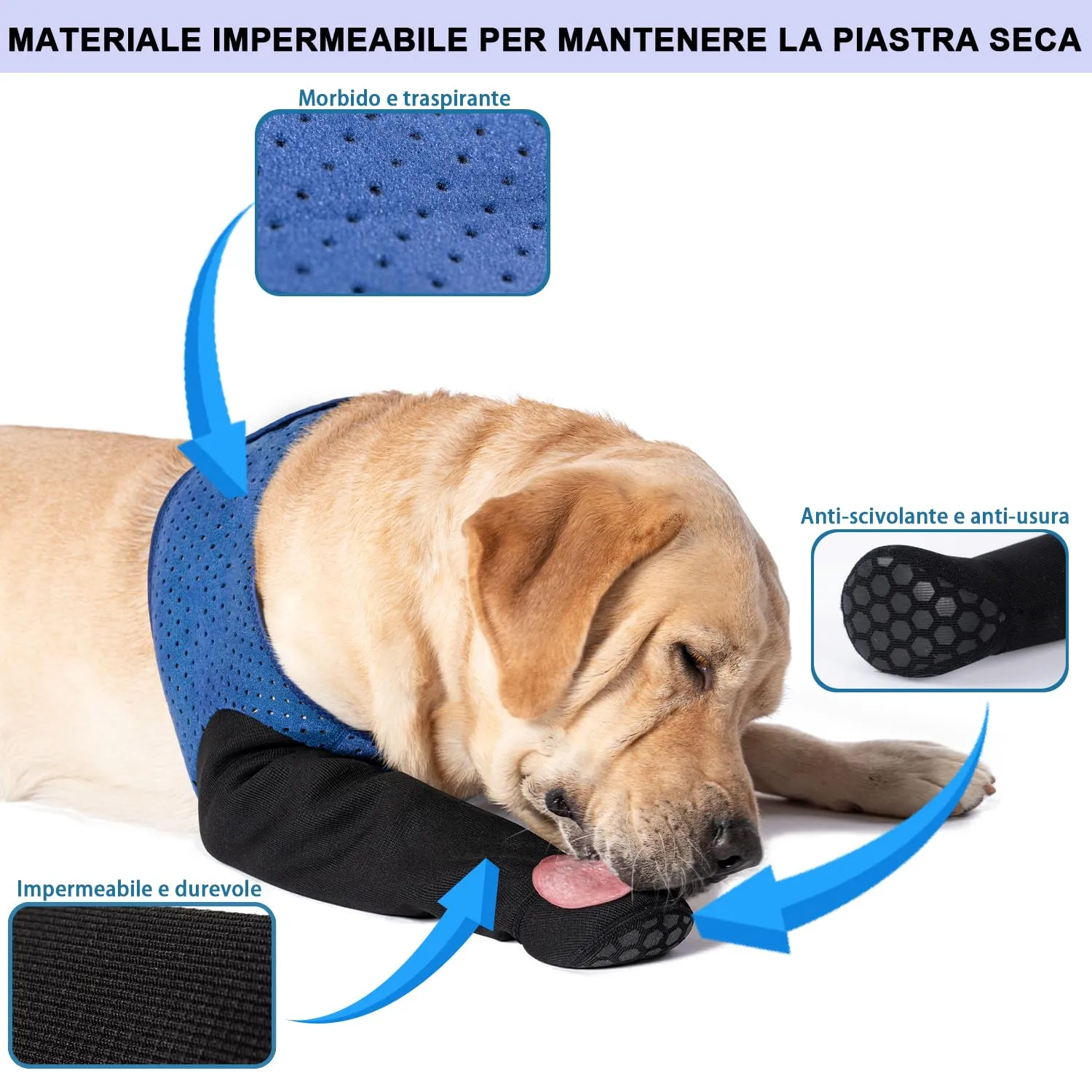 COODEO Calzini Protettivi per Cani Antileccatura con Suola Antiscivolo, Impermeabili (Blu, L_Destra) - immagine 2