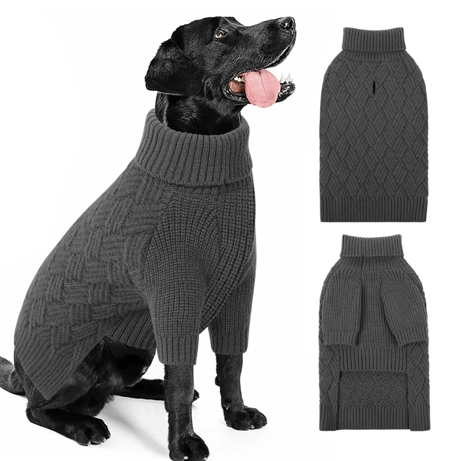 AOFITEE Maglione Invernale per Cani con Collo Alto e Maniche, Grigio, 2XL - immagine 1
