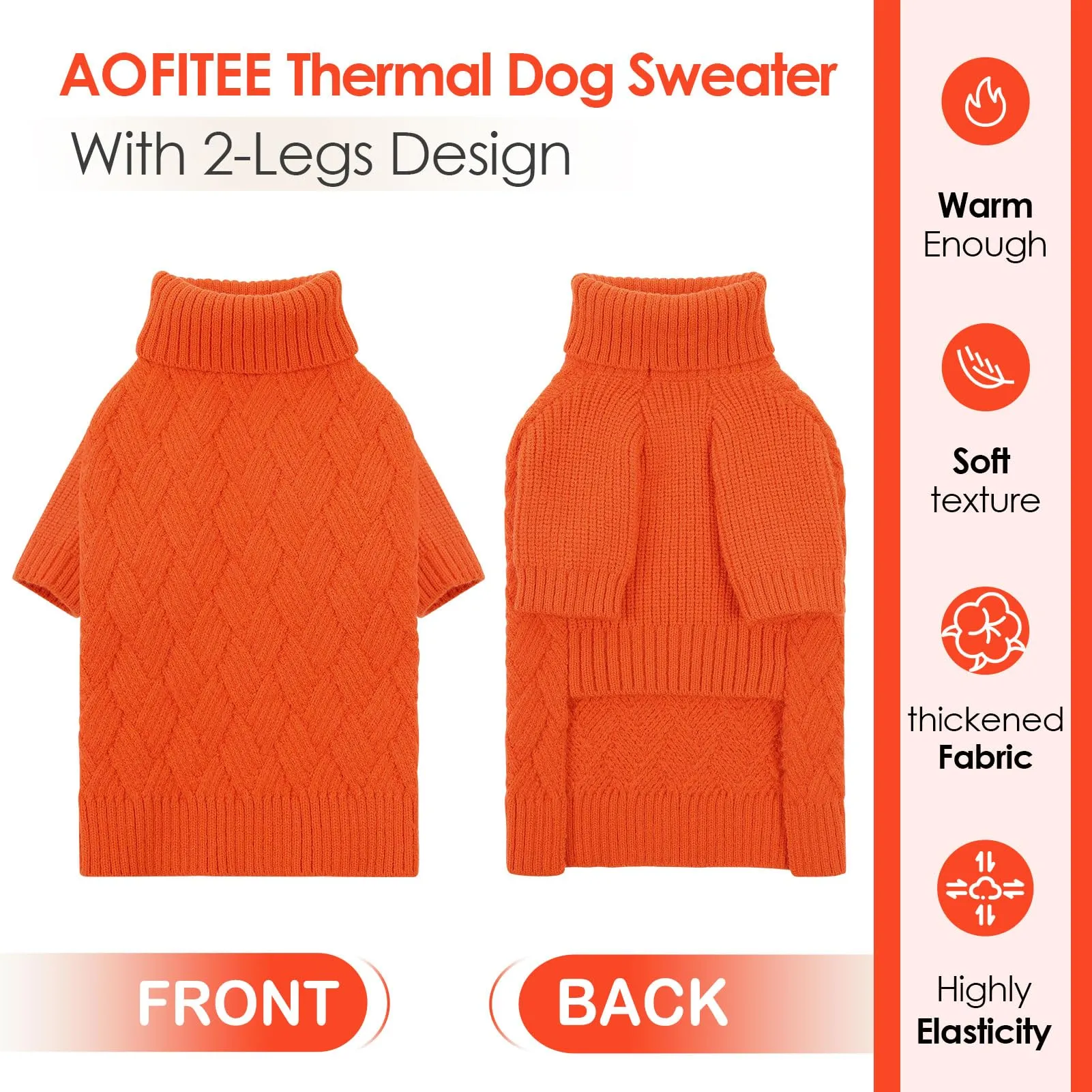 AOFITEE Maglione per cani, XL, Arancione - immagine 6
