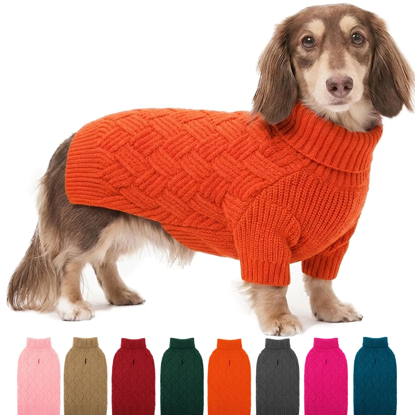 AOFITEE Maglione a collo alto per cani, Taglia XS, Arancione - immagine 1