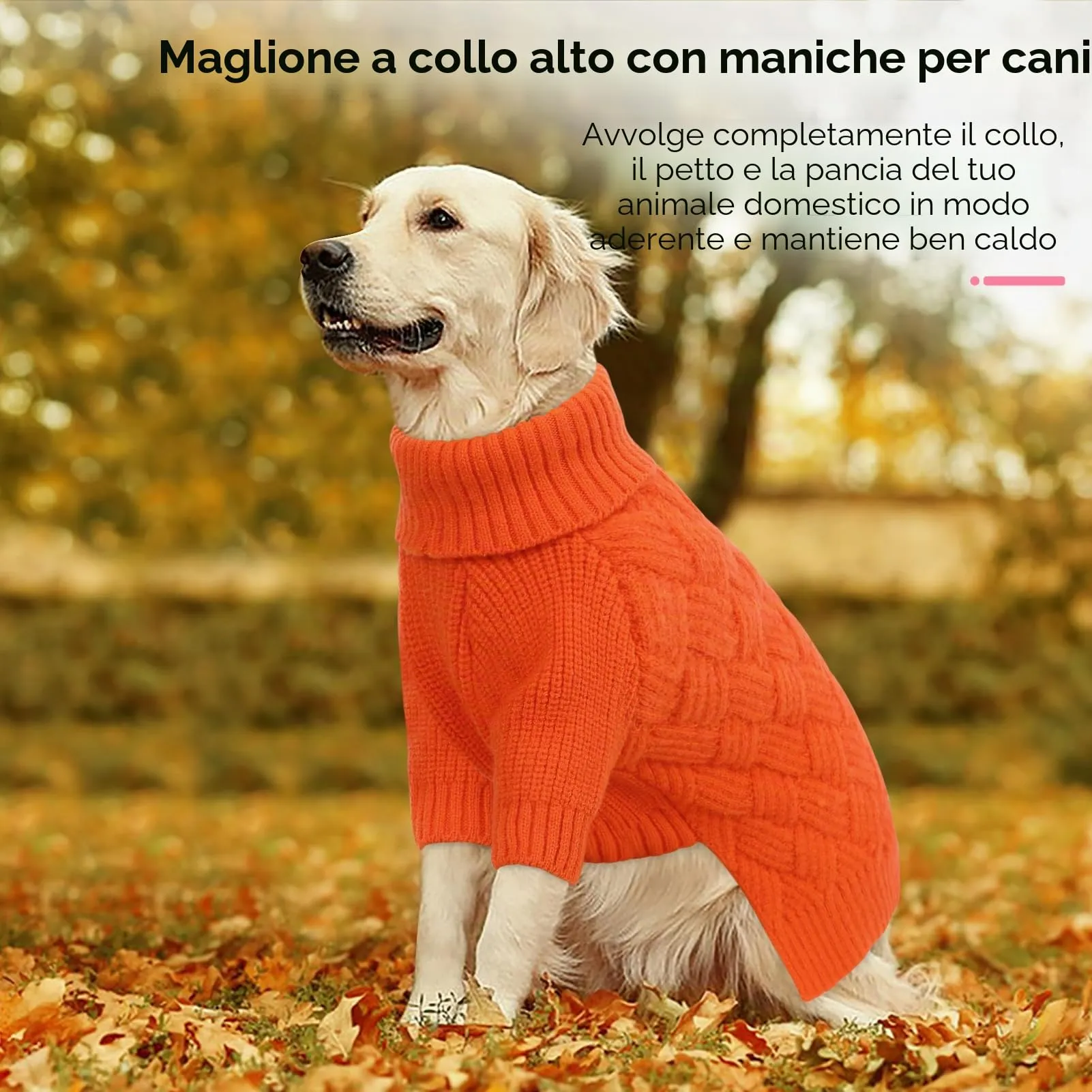 AOFITEE Maglione a collo alto per cani, Taglia XS, Arancione - immagine 2