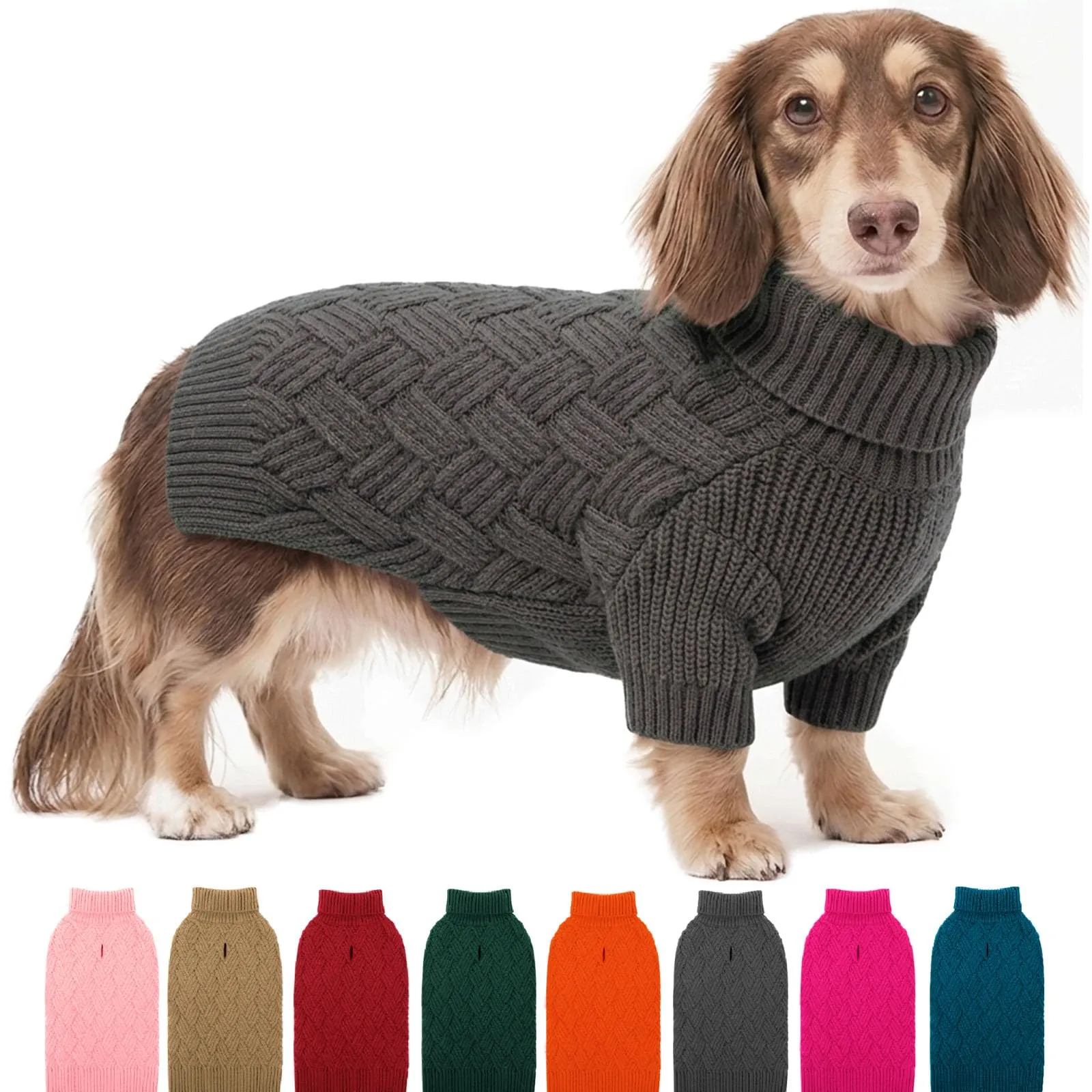AOFITEE Maglione Invernale per Cani con Collo Alto e Maniche, Grigio, M - immagine 1
