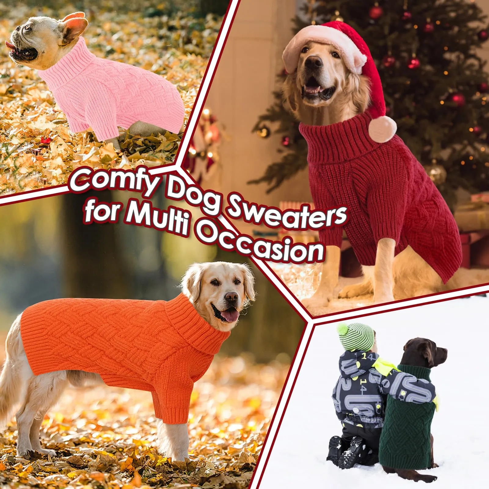 AOFITEE Maglione Invernale per Cani con Collo Alto e Maniche, Grigio, M - immagine 7
