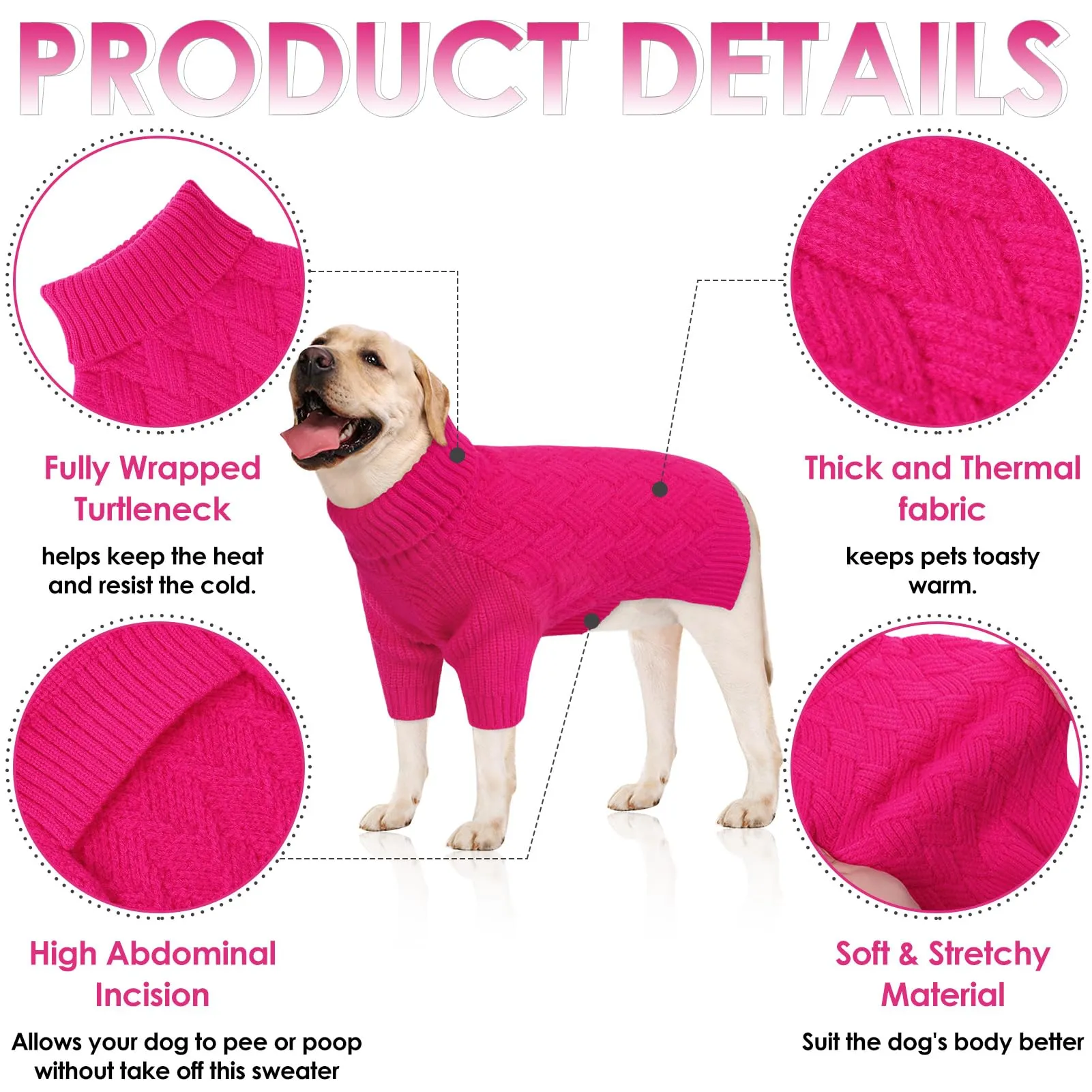 AOFITEE Maglione per cani, Taglia Medium, Rosso rosato - immagine 5