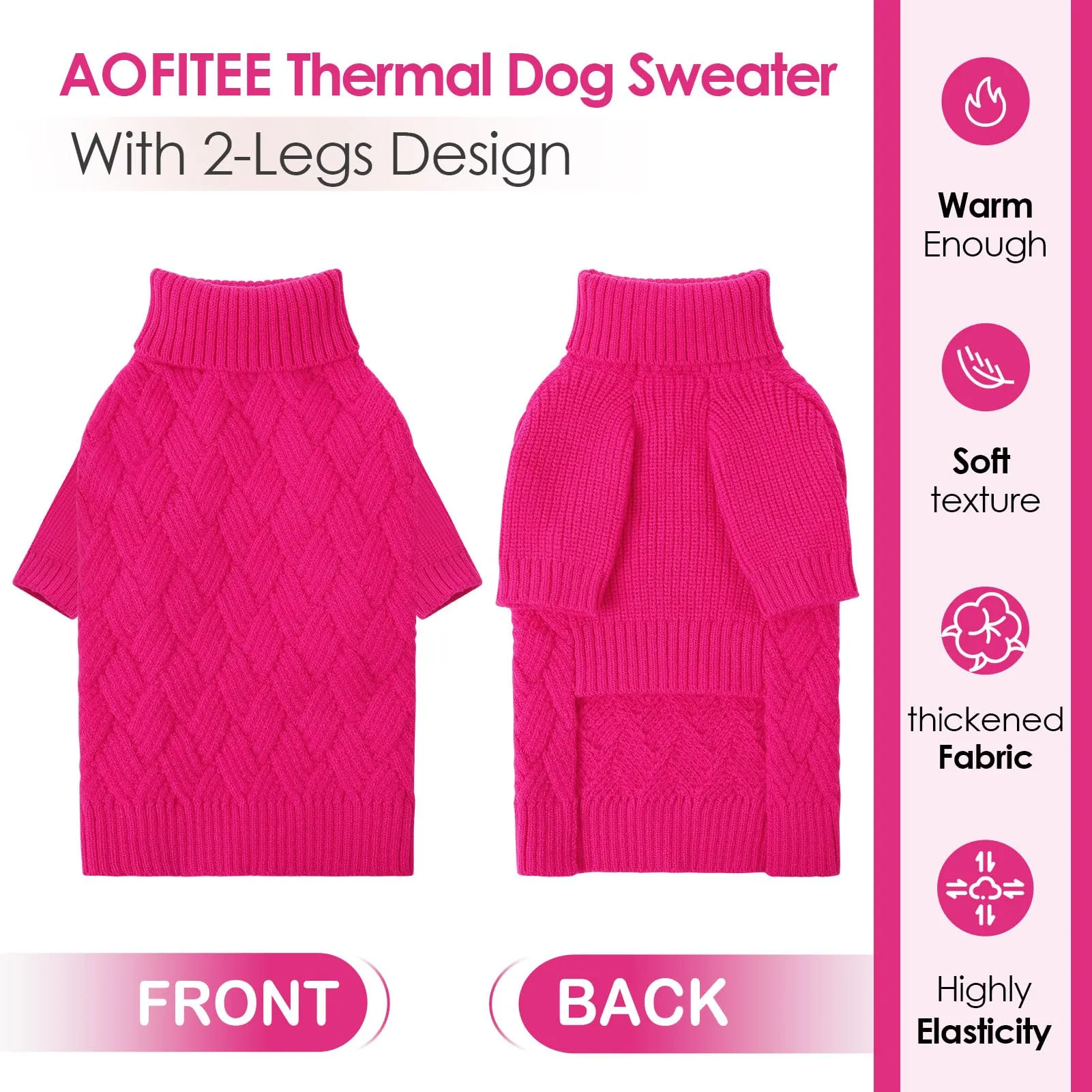 AOFITEE Maglione per cani, Taglia Medium, Rosso rosato - immagine 6