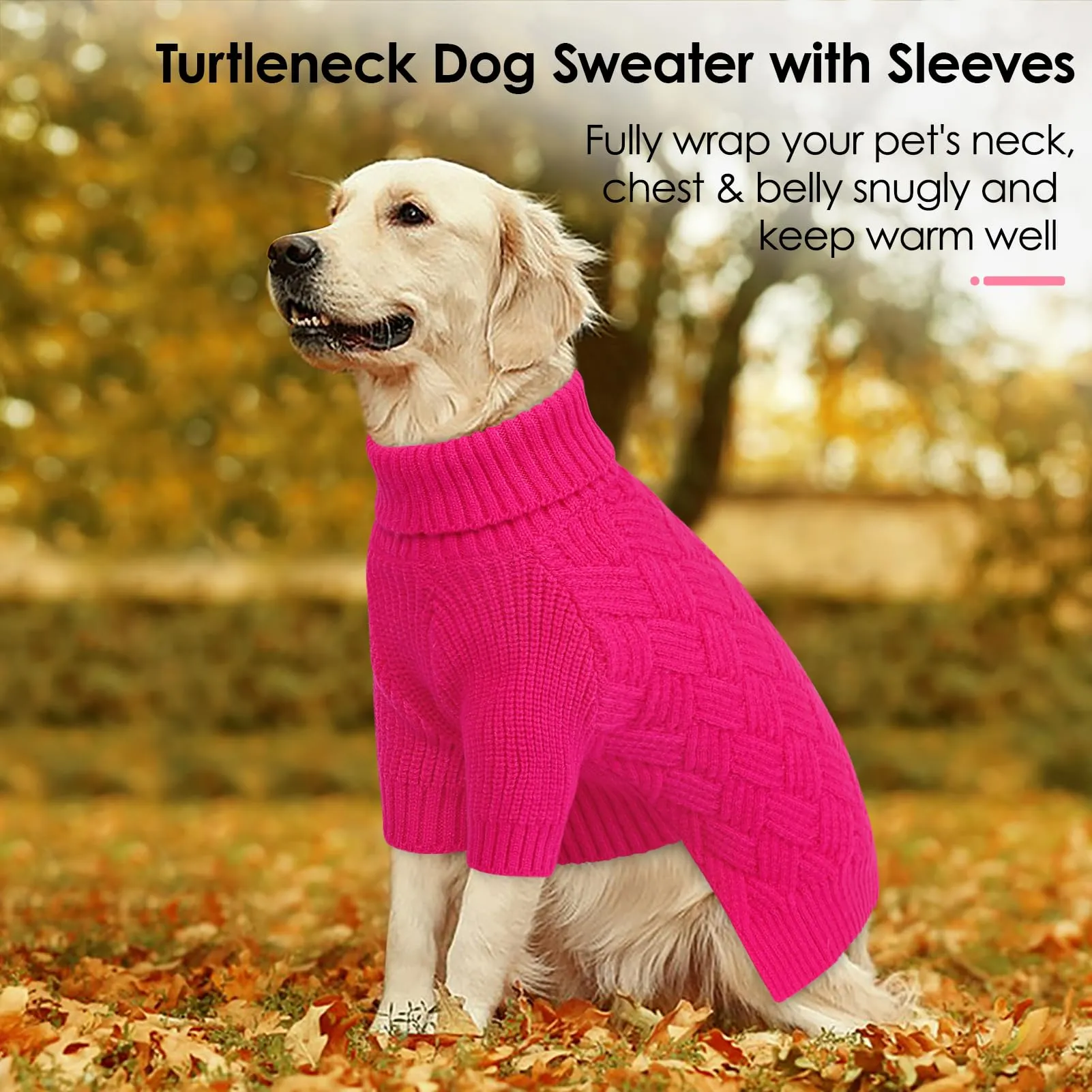 AOFITEE Maglione per cani, Dolcevita invernale in maglieria tinta unita, Taglia XXL - immagine 2