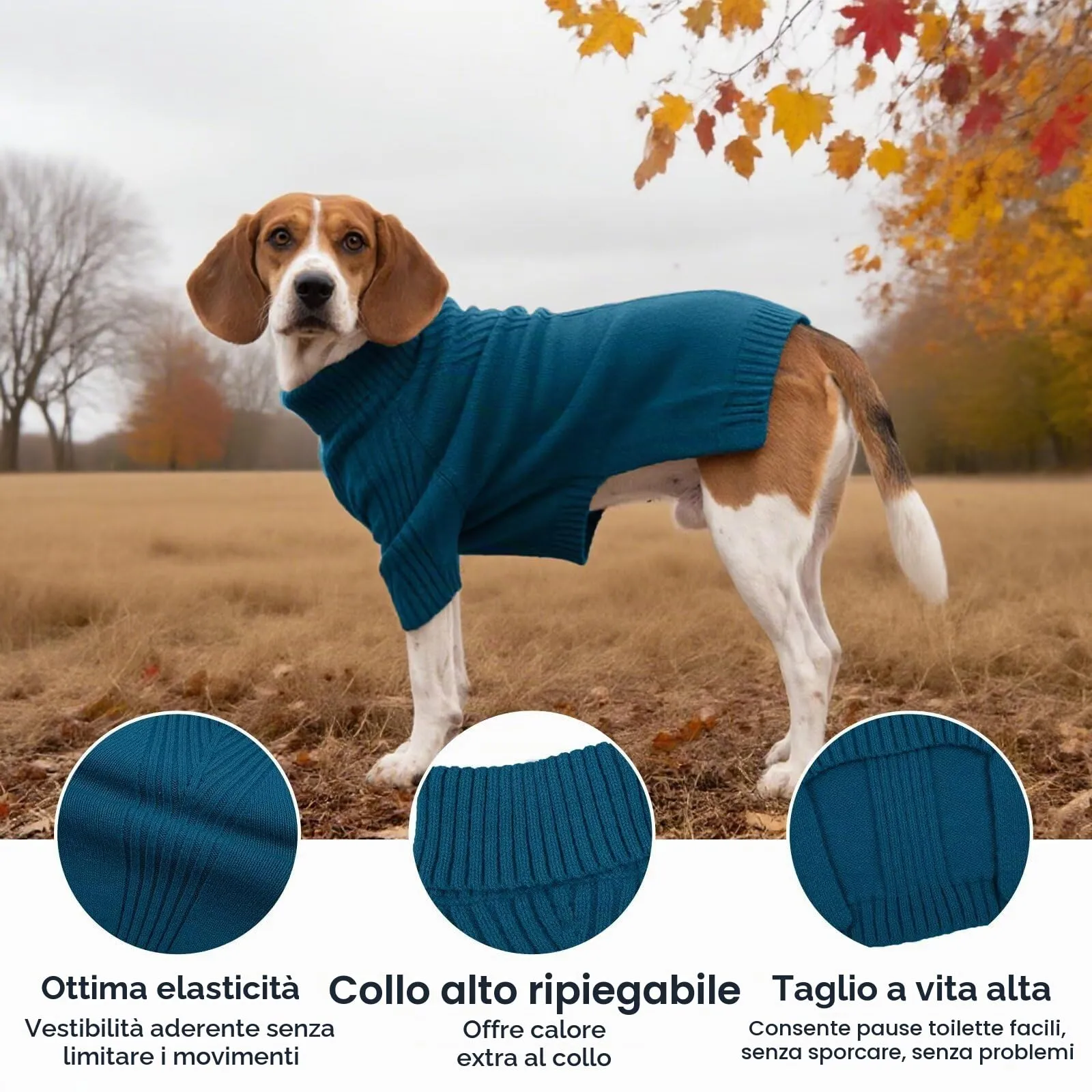 IECOii Maglione a collo alto per cani, XL, Deep Water Orchid - immagine 4