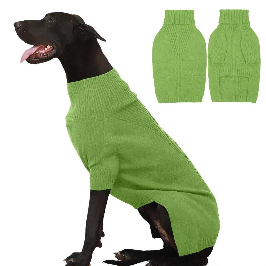 IECOii Maglione Natalizio a Collo Alto per Cani, 4XL, Verde - immagine 1