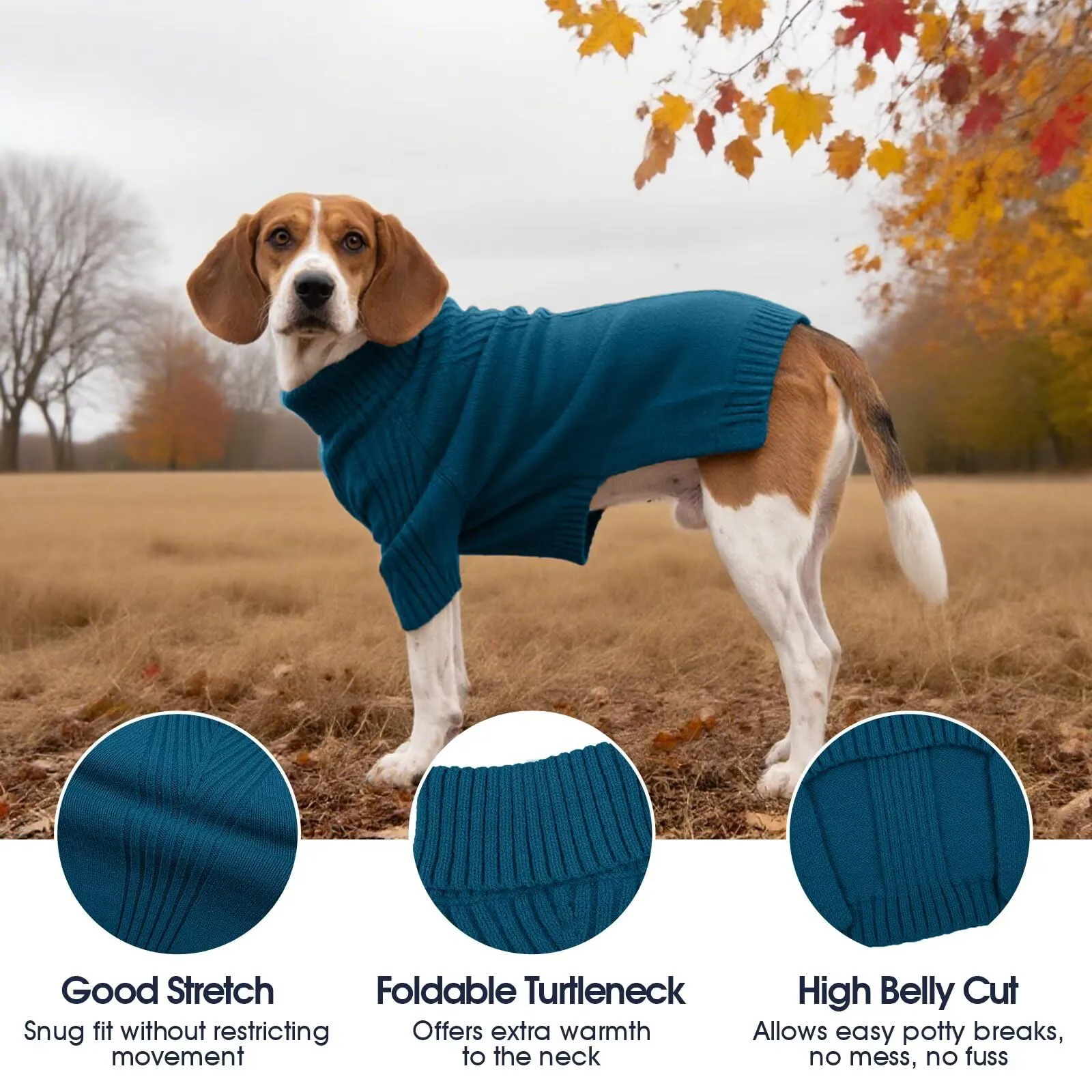 IECOii Maglione Natalizio per Cani, Collo Alto, Autunno Inverno, Taglia L - immagine 4
