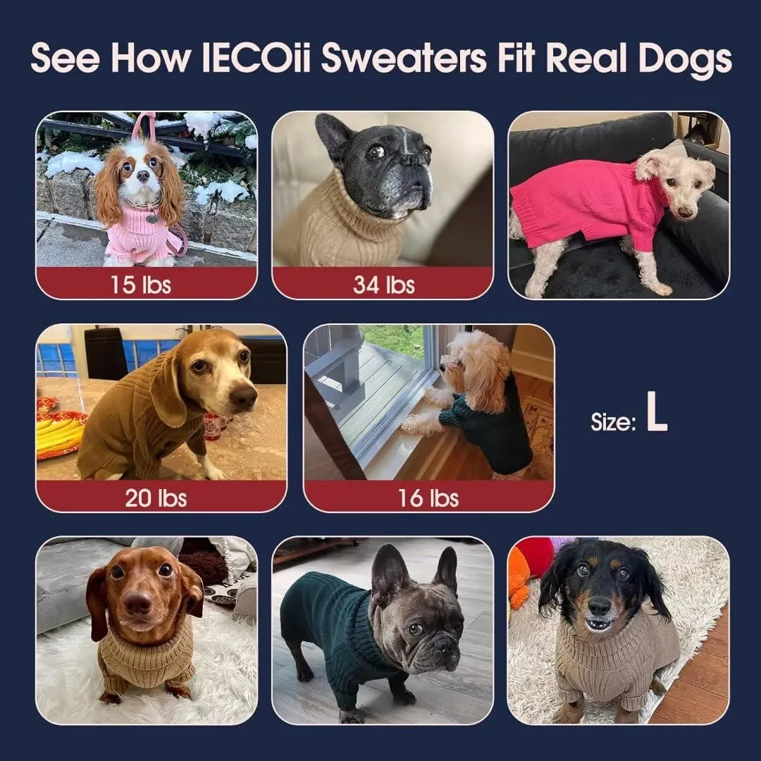 IECOii Maglione Natalizio per Cani, Collo Alto, Autunno Inverno, Taglia L - immagine 5
