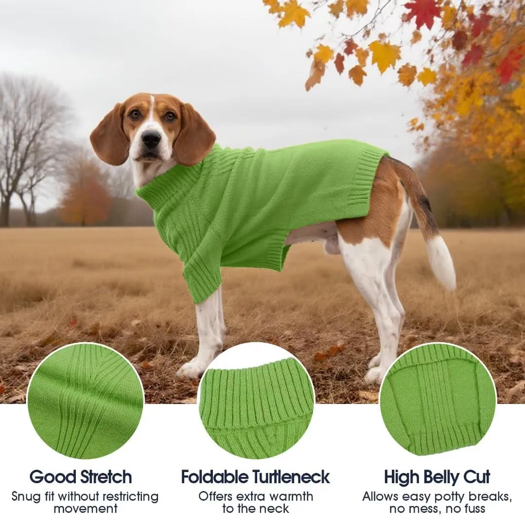 IECOii Maglione a collo alto invernale per cani, taglia M, Verde Erba - immagine 4
