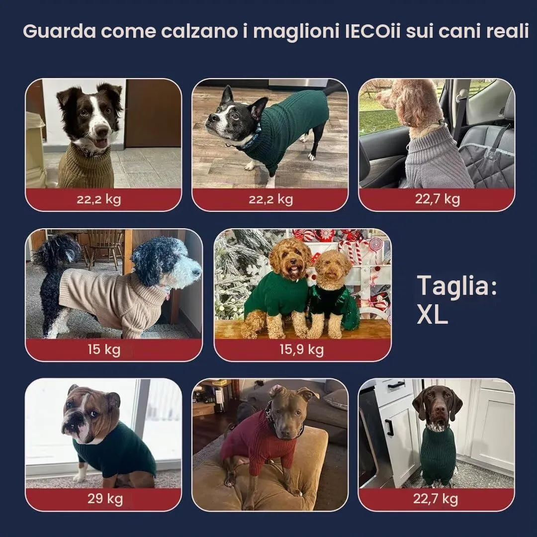 IECOii Maglione per cani, XL, dolcevita invernale in maglia spessa per pitbull e razze grandi - immagine 5