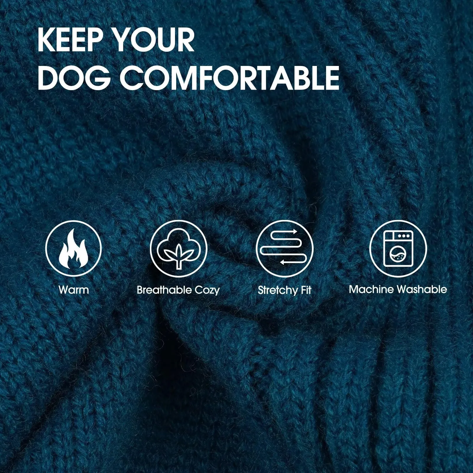 IECOii Maglione Natalizio per Cani a Collo Alto con Maniche, Blu Pavone, XXL - immagine 3