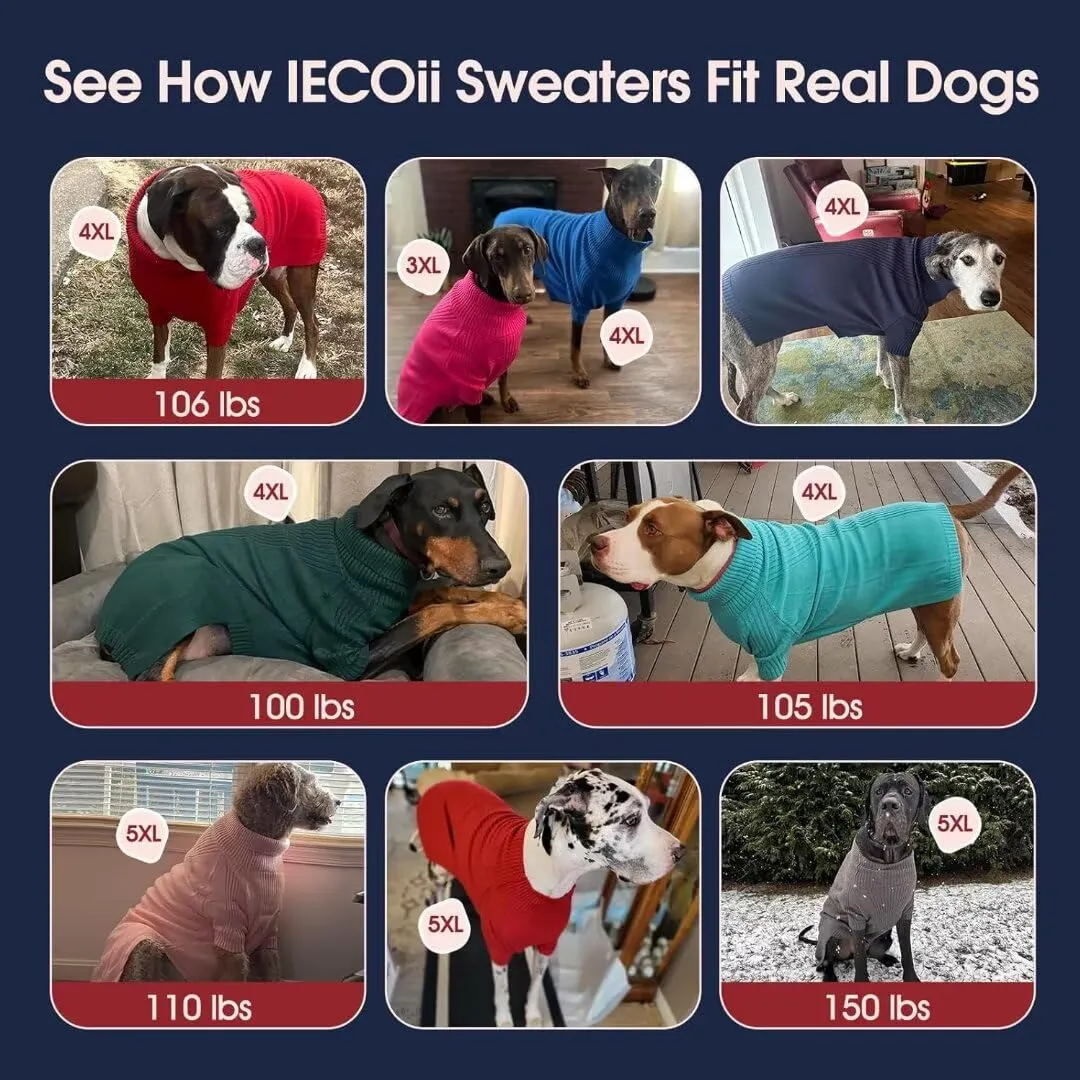 IECOii Maglione Natalizio Lavorato a Maglia a Collo Alto per Cani, 4XL - immagine 5