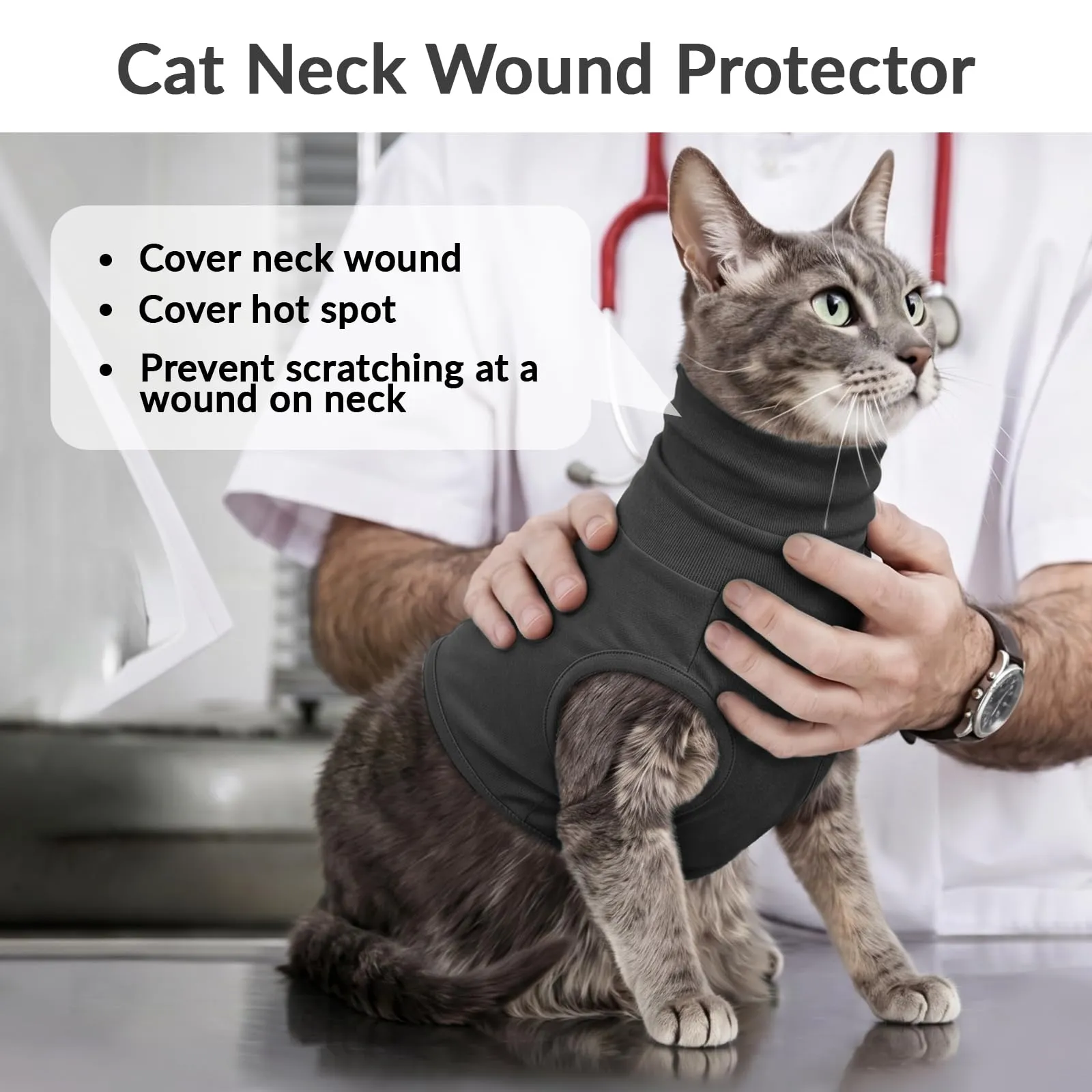 PUMYPOREITY Copri Orecchie e Collo per Cani, Tutina Post Operatoria e Protezione Ferite, Grigio, XL - immagine 2
