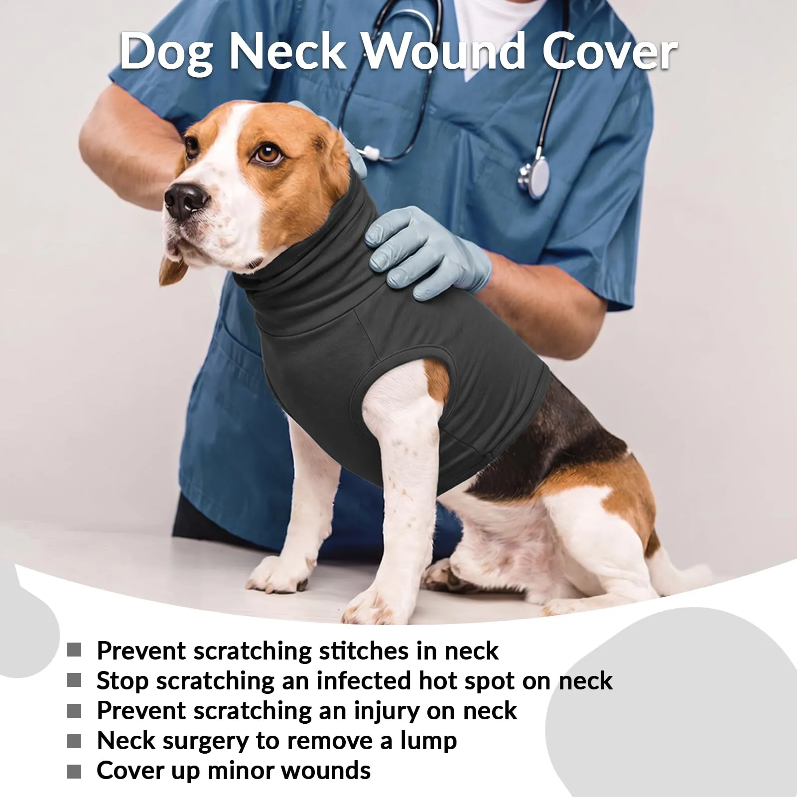 PUMYPOREITY Copri Orecchie e Collo per Cani, Tutina Post Operatoria e Protezione Ferite, Grigio, XL - immagine 3