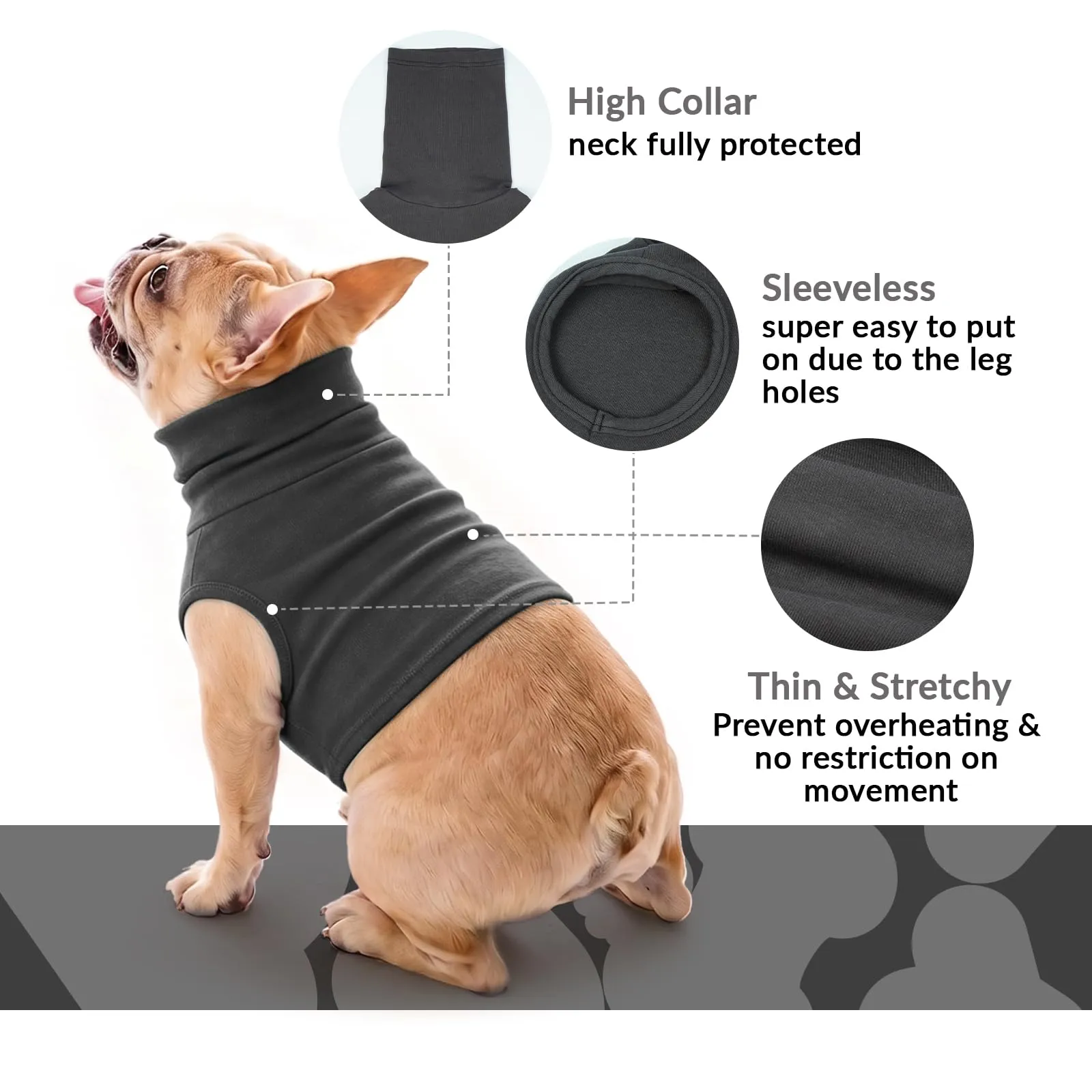 PUMYPOREITY Copri Orecchie e Collo per Cani, Tutina Post Operatoria e Protezione Ferite, Grigio, XL - immagine 7