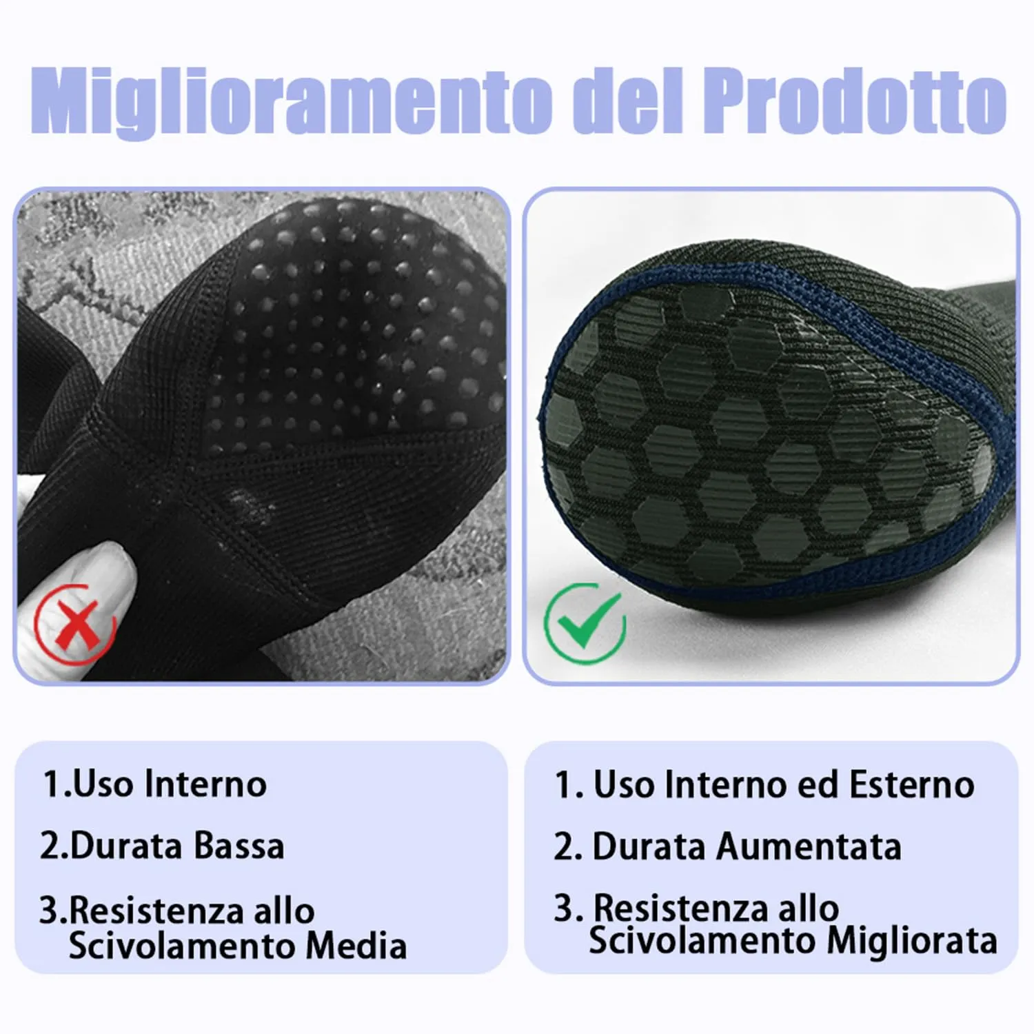COODEO Calzini Protettivi per Cani Antileccatura con Suola Antiscivolo, Grigio, M_Sinistra - immagine 6