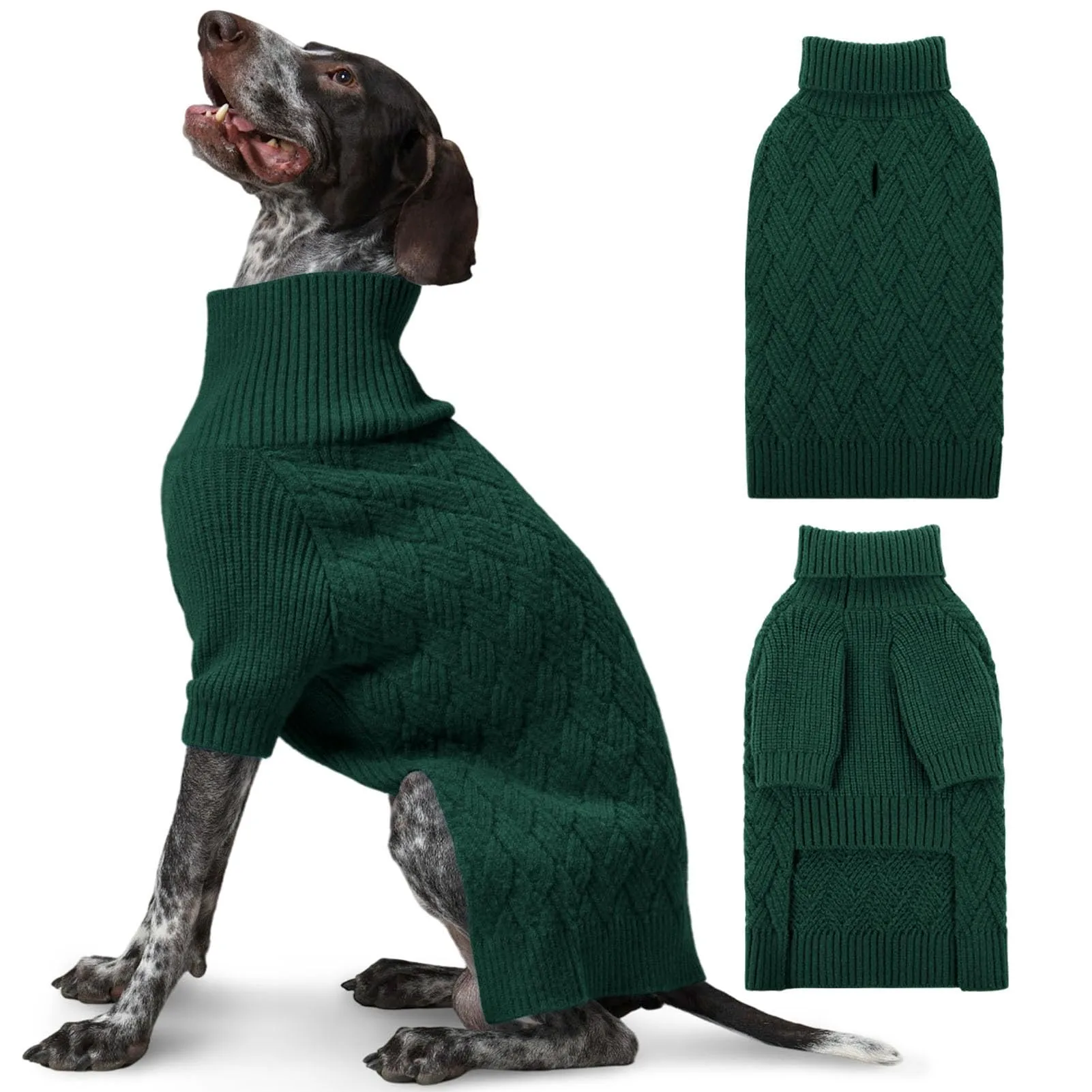 AOFITEE Maglione per cani Dolcevita Invernale, Taglia XXXL, Verde - immagine 1