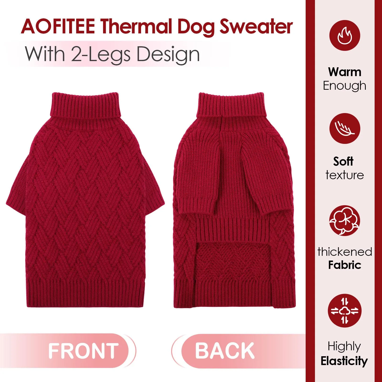 AOFITEE Maglione per cani, Rosso, XXXL - immagine 5