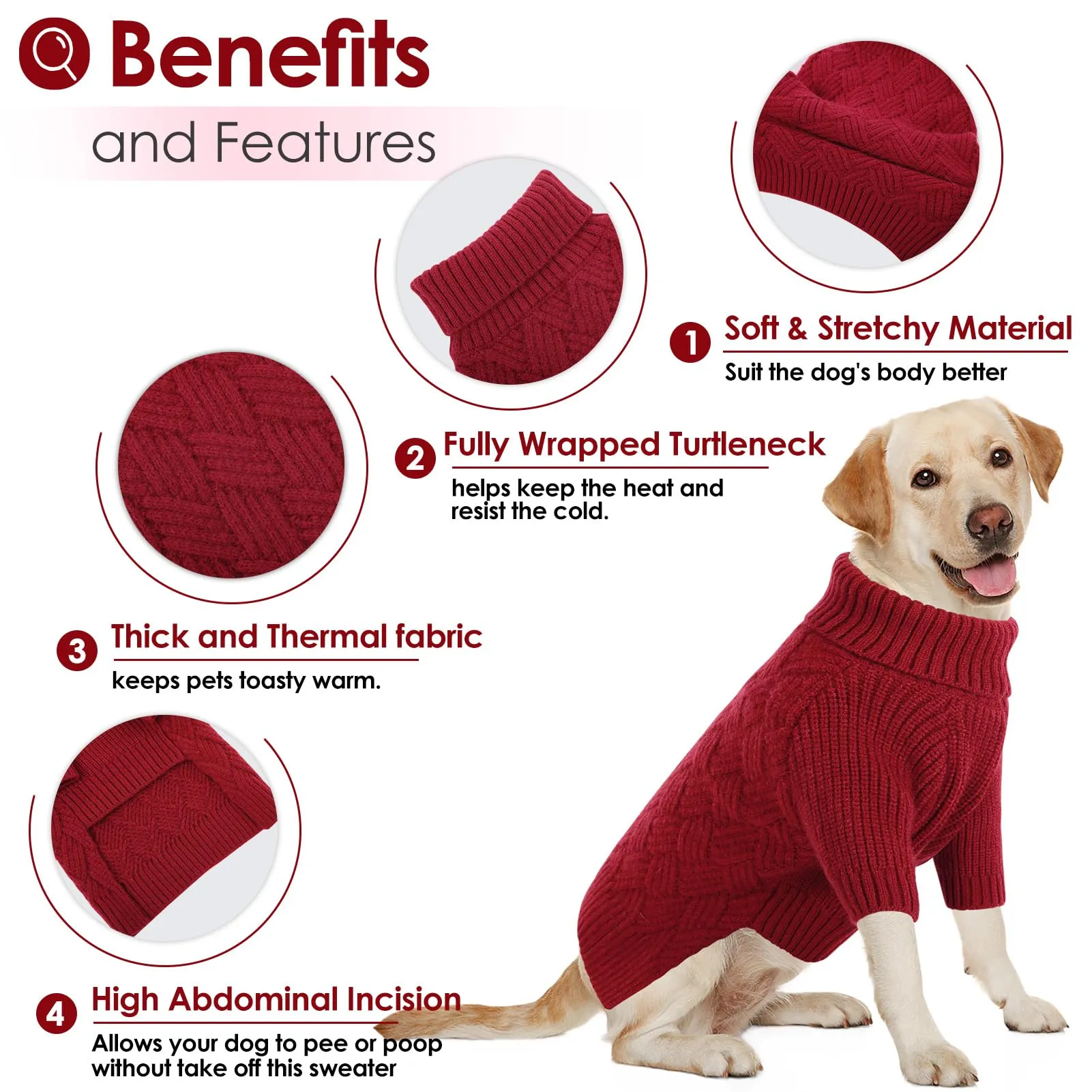 AOFITEE Maglione per cani, Rosso, XXXL - immagine 6