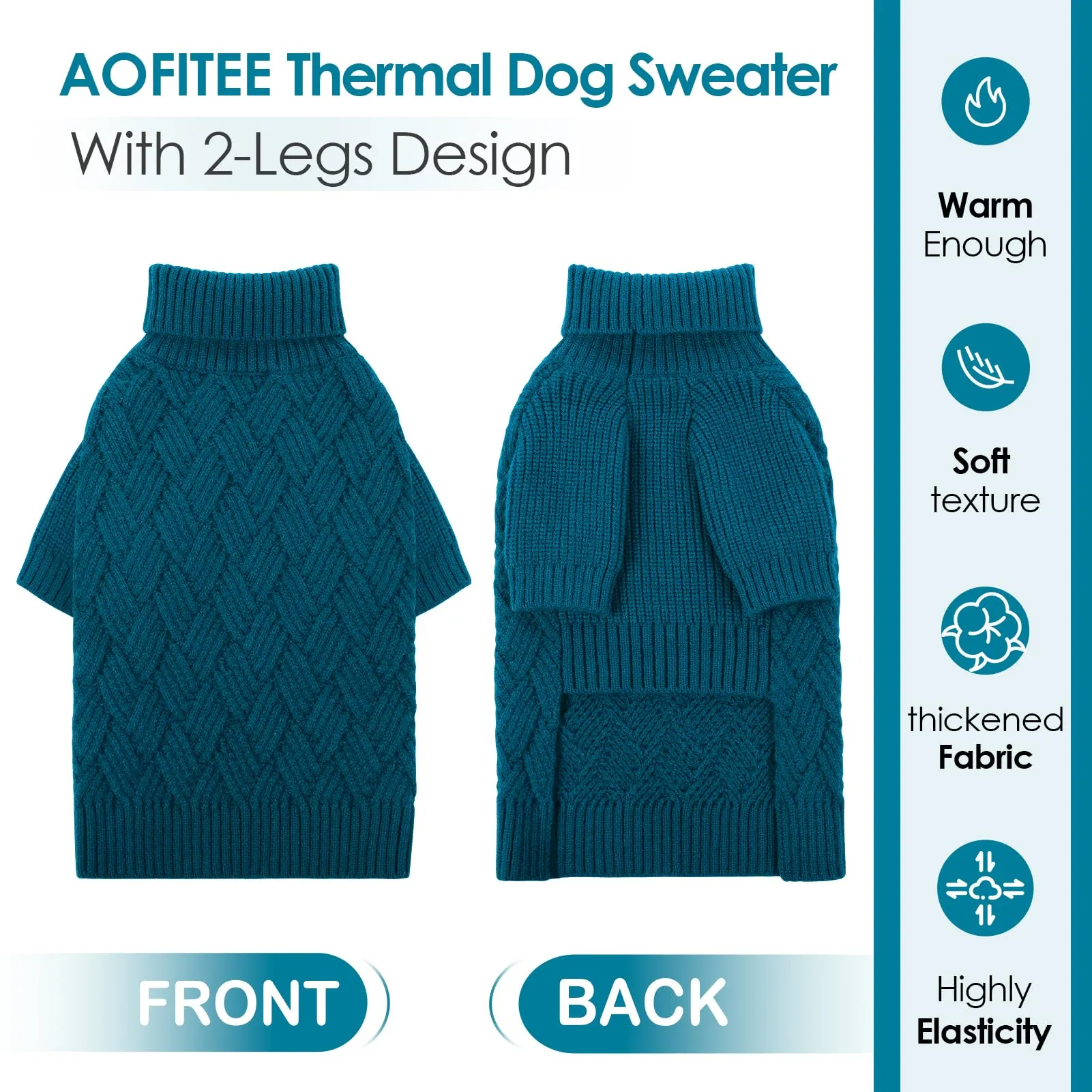 AOFITEE Maglione per cani, Blu, 3XL - immagine 5