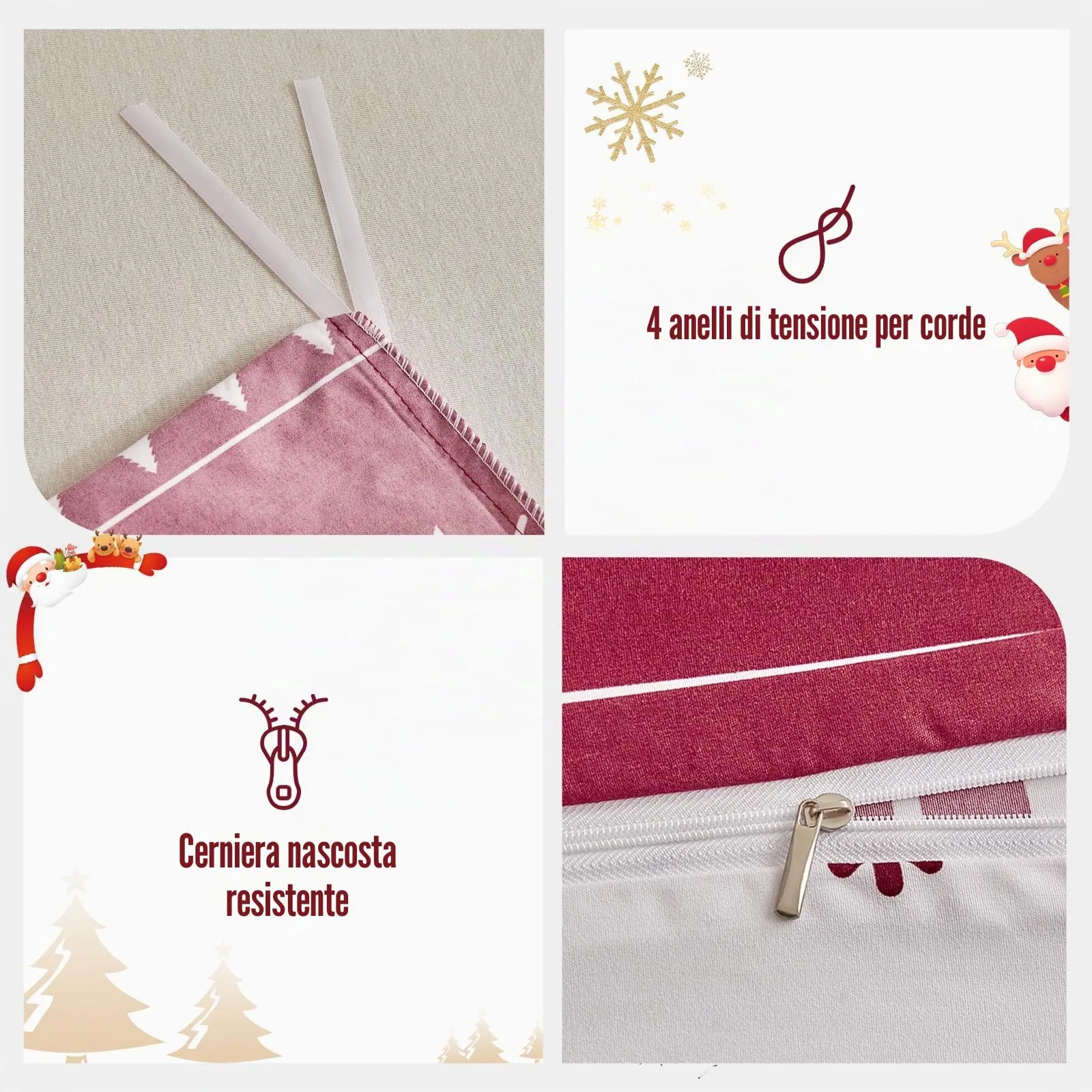 Tokokimo Set Copripiumino Matrimoniale Natale, 3 Pezzi, 260x240 cm, Motivo Fiocco di Neve, include 1 Copripiumino e 2 Federe 50x80 cm - immagine 4