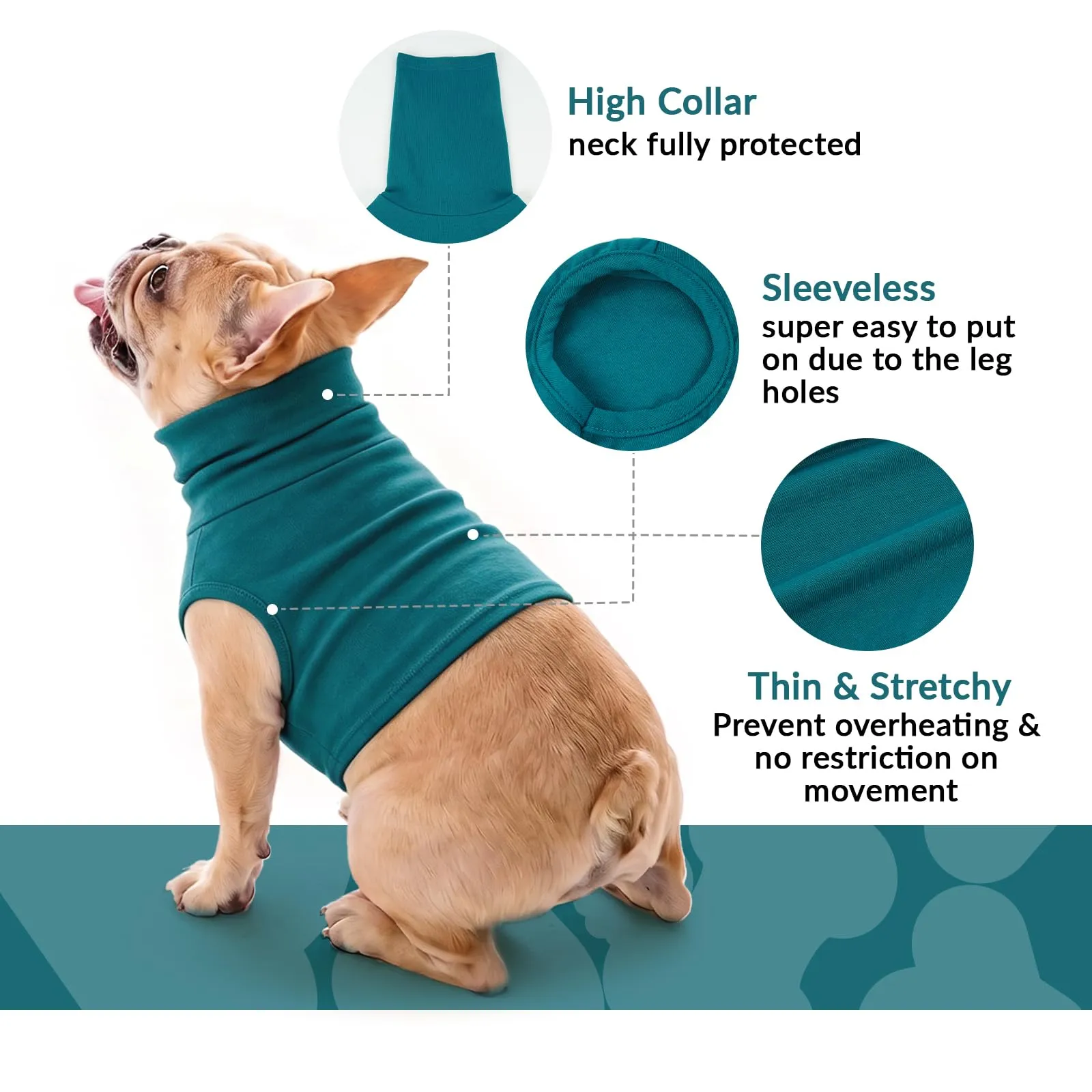 PUMYPOREITY Snood per cani in cotone, protezione per il collo e le orecchie post intervento chirurgico, turchese, 2XL - immagine 7
