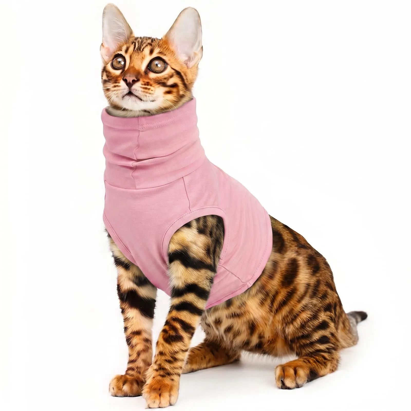 PUMYPOREITY Snood in Cotone per Gatti e Cani, Bendaggio Chirurgico per Ferite al Collo e Protezione Orecchie, Rosa Ciliegia, XS - immagine 1