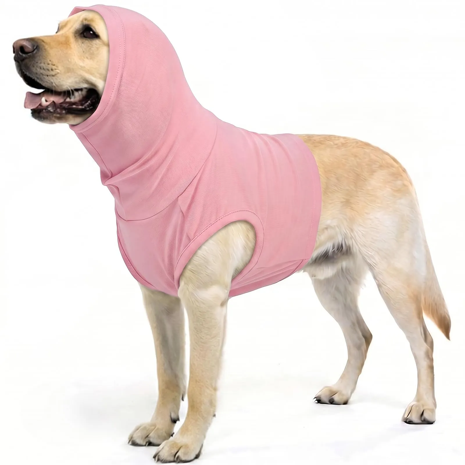 PUMYPOREITY Maglietta per cani con collo alto e protezione orecchie, Rosa Ciliegia, 2XL - immagine 1