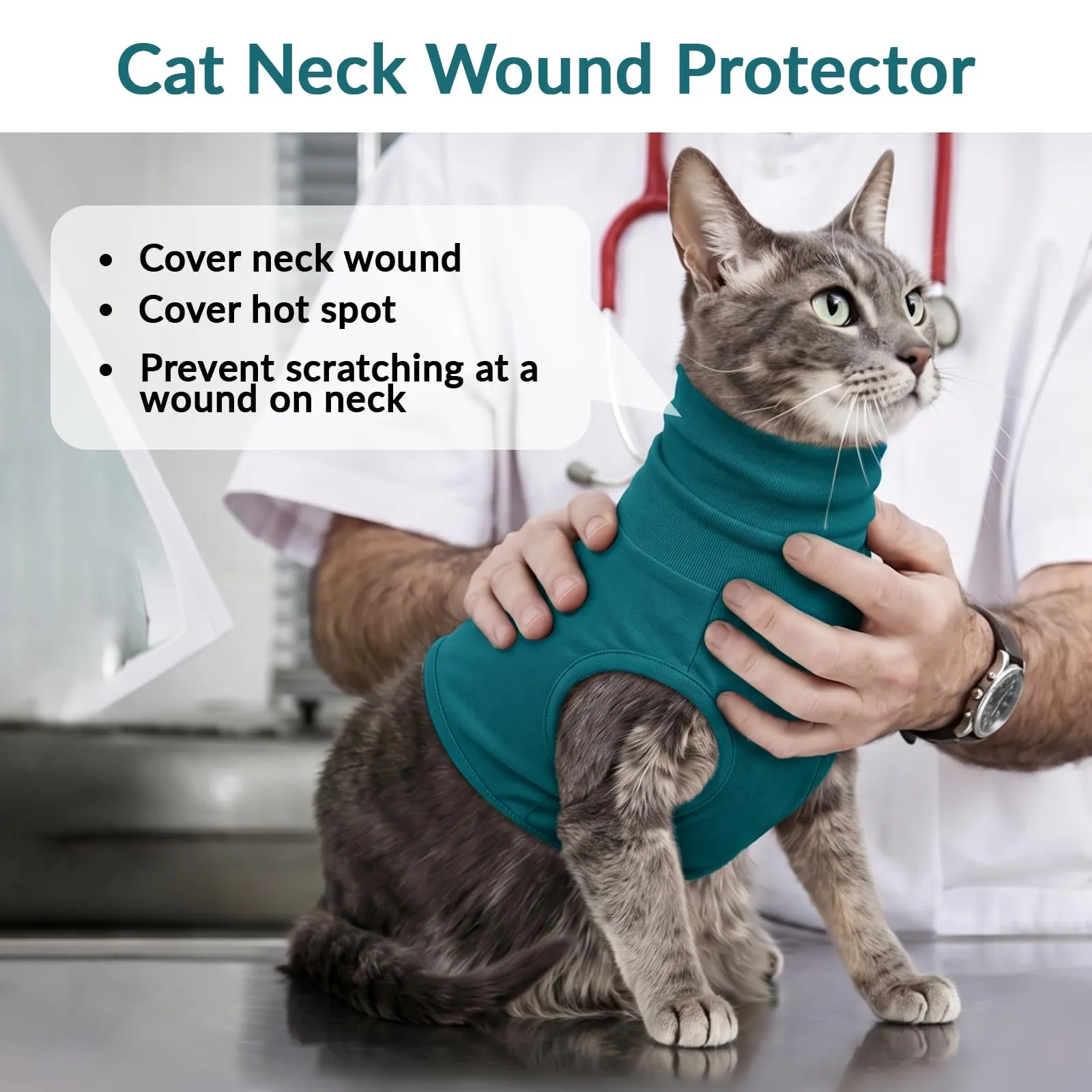 PUMYPOREITY Protezione per il collo e orecchie per cani e gatti, Turchese, S - immagine 2