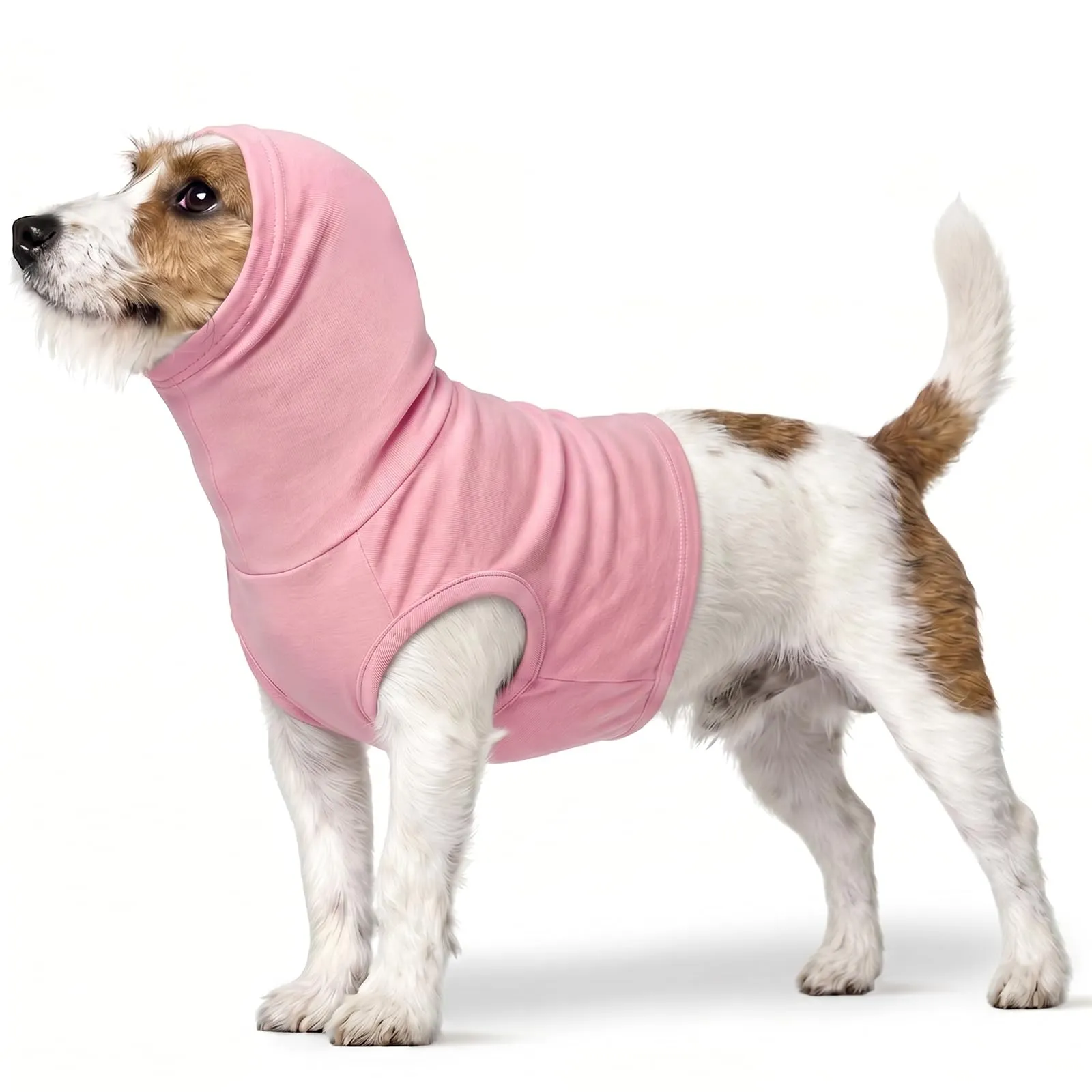 PUMYPOREITY Camicia a Collo Alto per Gatti e Cani, Tutina di Recupero per Ferite al Collo e Parte Superiore del Corpo, Rosa Ciliegia, S - immagine 1