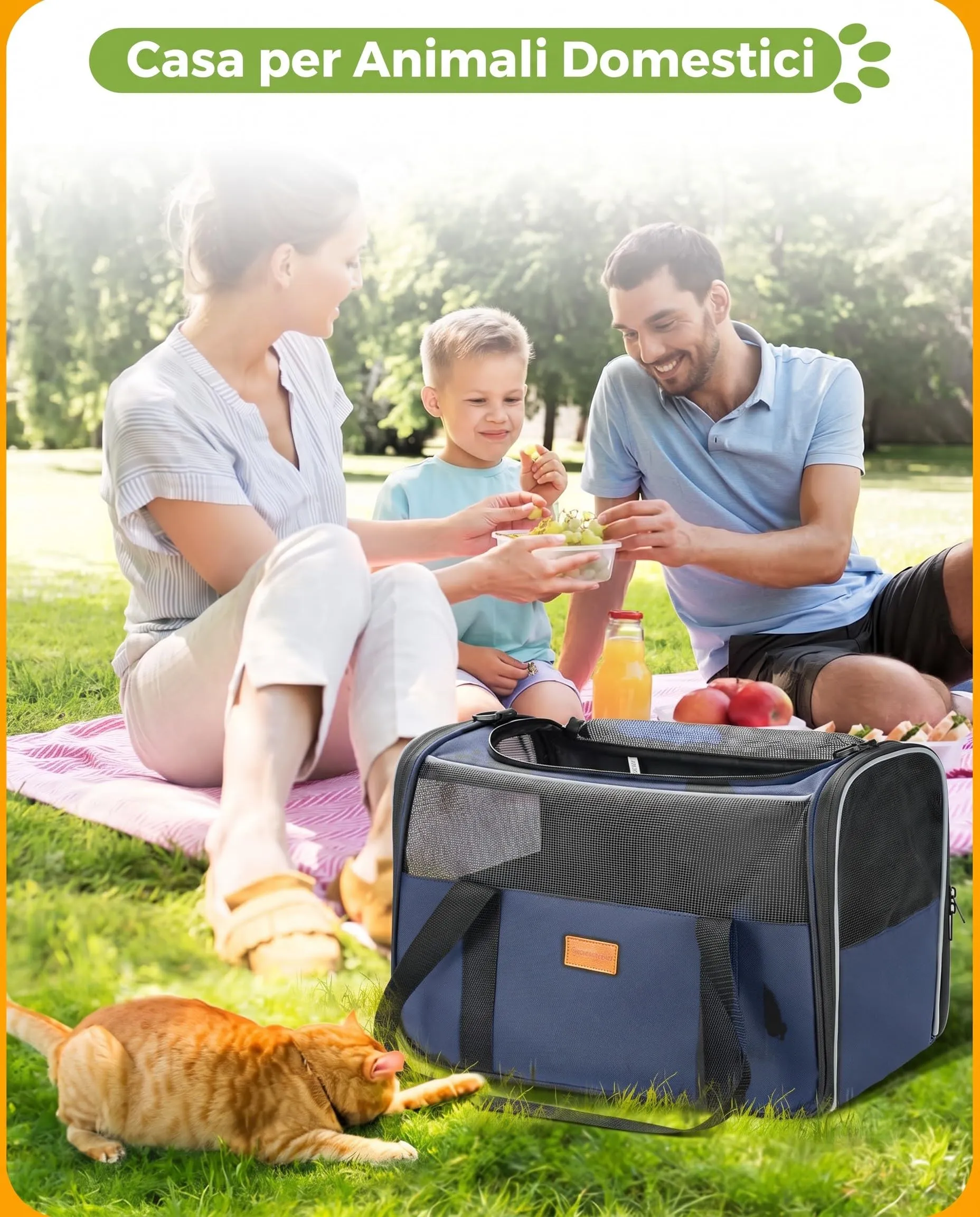 Morpilot Trasportino per Gatti e Cani, Borsa da viaggio pieghevole fino a 6 kg, 40x26x28cm, Blu denim - immagine 8